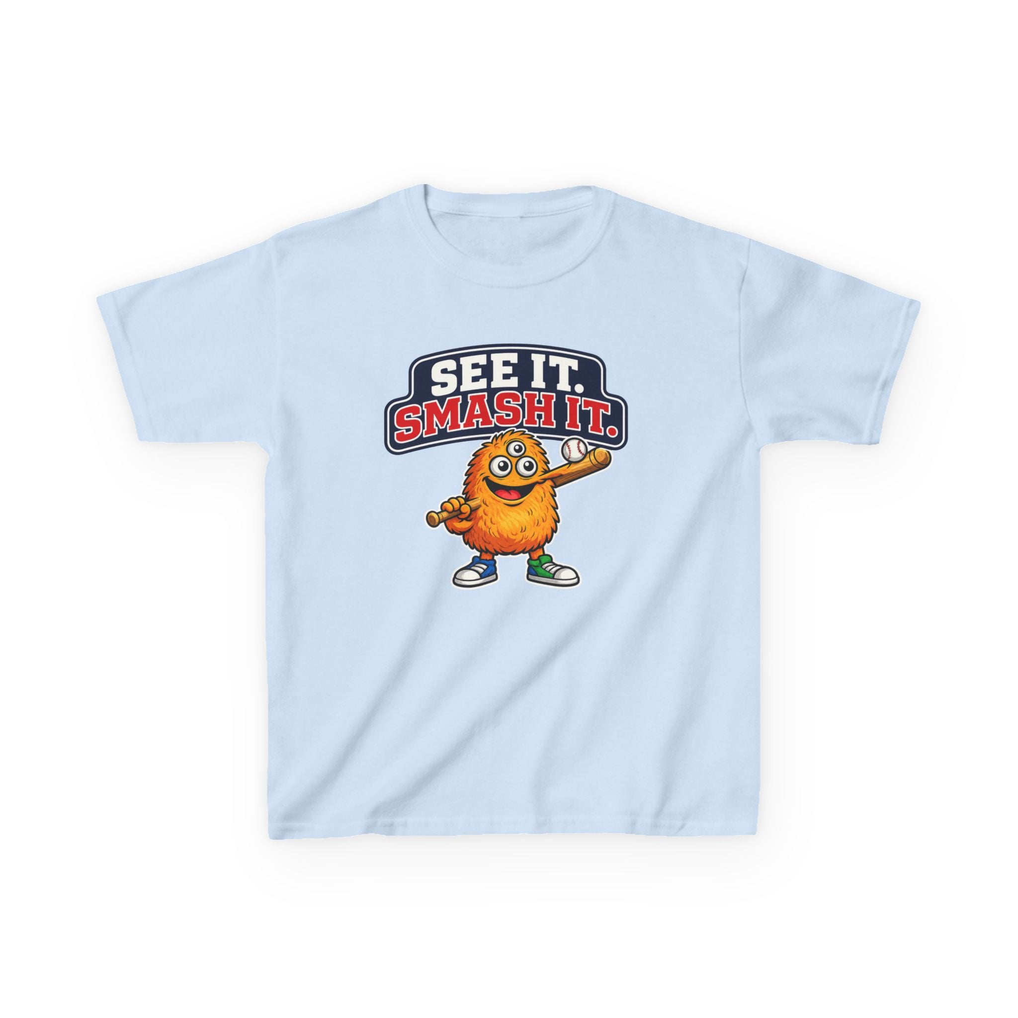 Kids Cookie T-Shirt — 'See It. Smash It.' Cartoon Cookie Character Graphic Tee