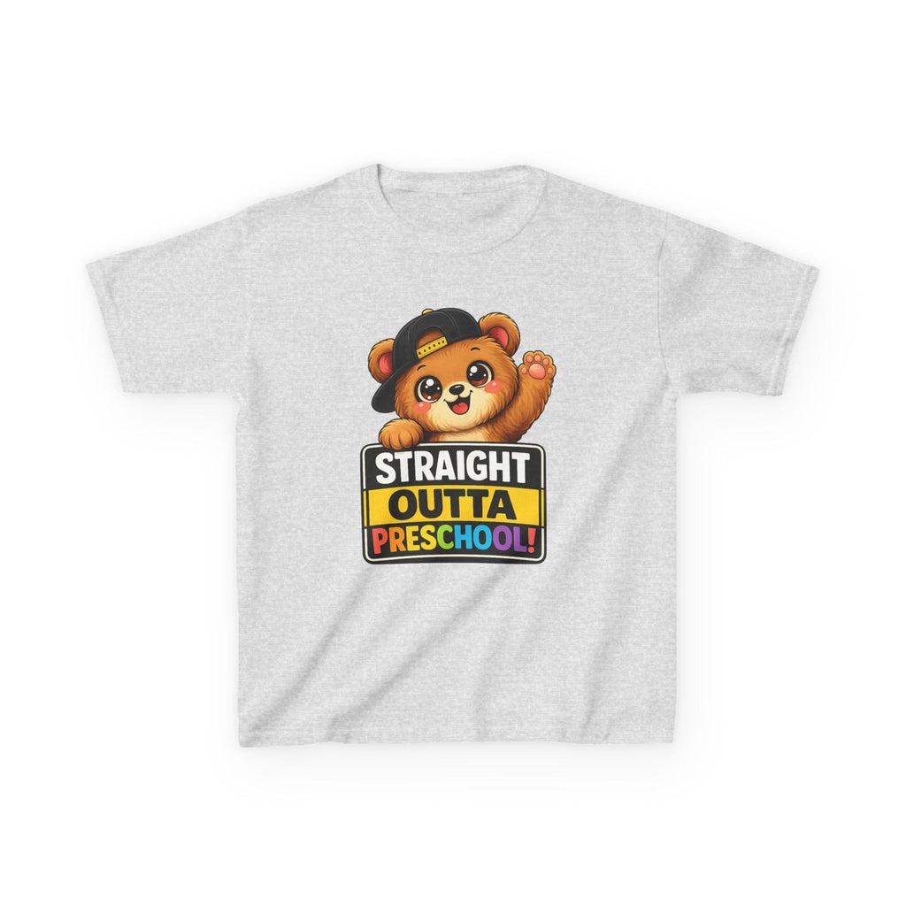 Kids Preschool T-Shirt — 'Straight Outta Preschool' Teddy Graduation Graphic Tee