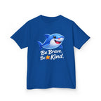 Kids Shark T-Shirt — 'Be Brave. Be Kind.' Cute Shark Graphic Tee