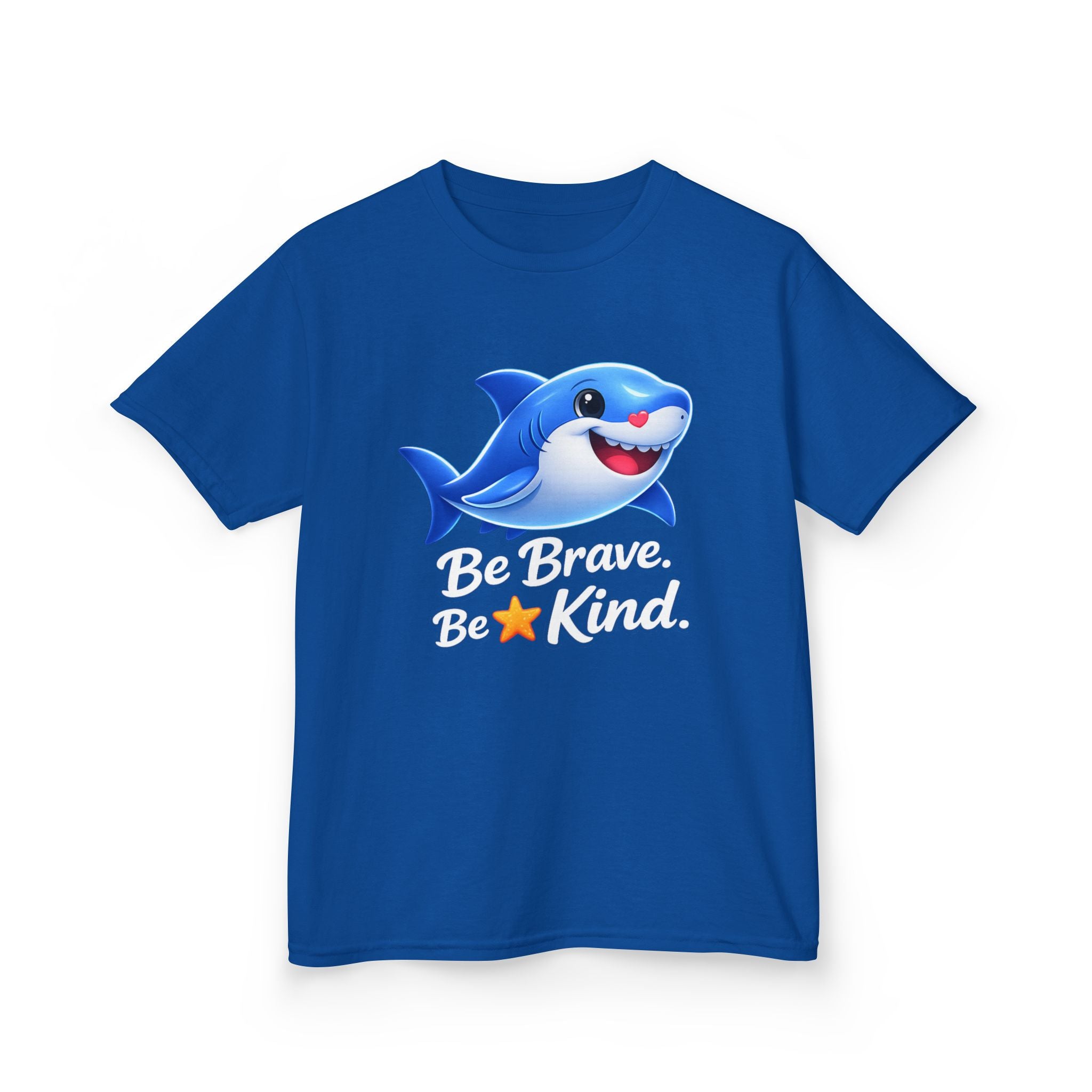 Kids Shark T-Shirt — 'Be Brave. Be Kind.' Cute Shark Graphic Tee