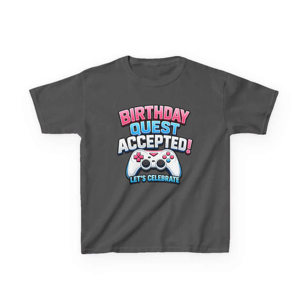 Kids Birthday T-Shirt — 'Birthday Quest Accepted' Gamer Birthday Graphic Tee