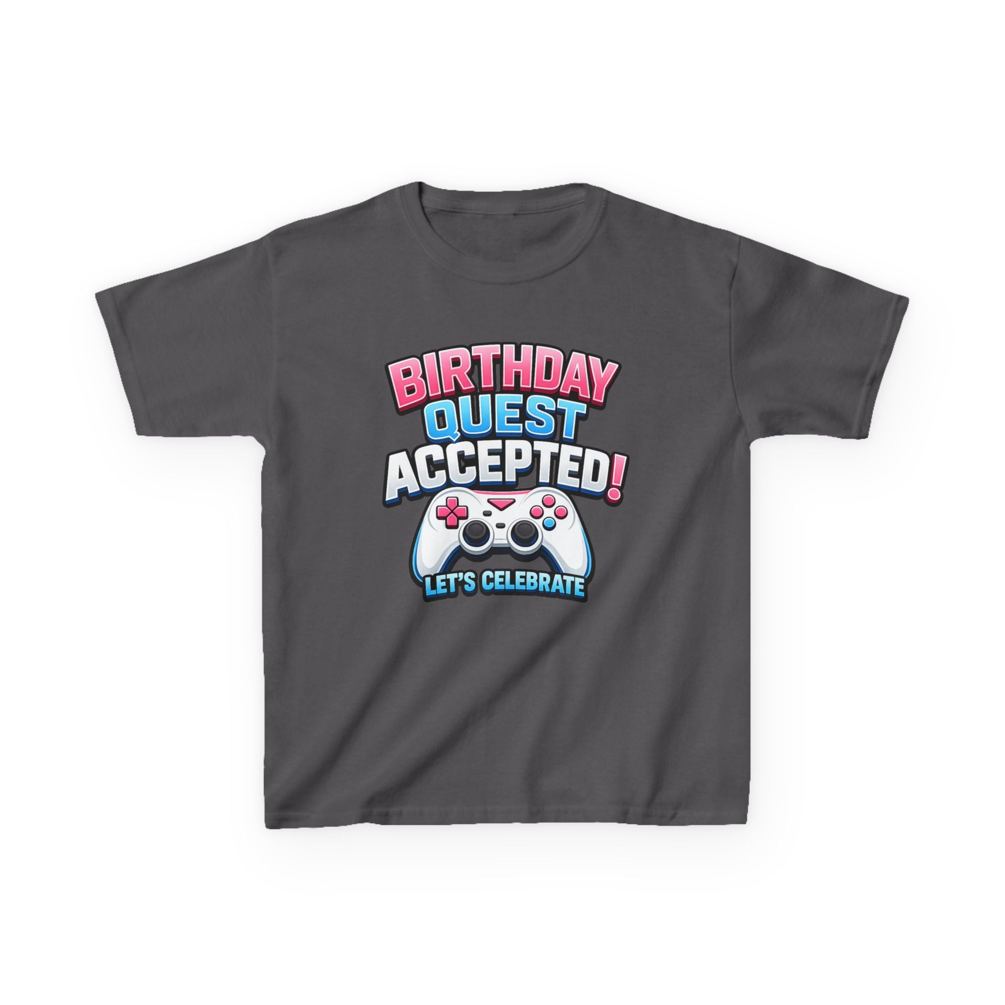 Kids Birthday T-Shirt — 'Birthday Quest Accepted' Gamer Birthday Graphic Tee