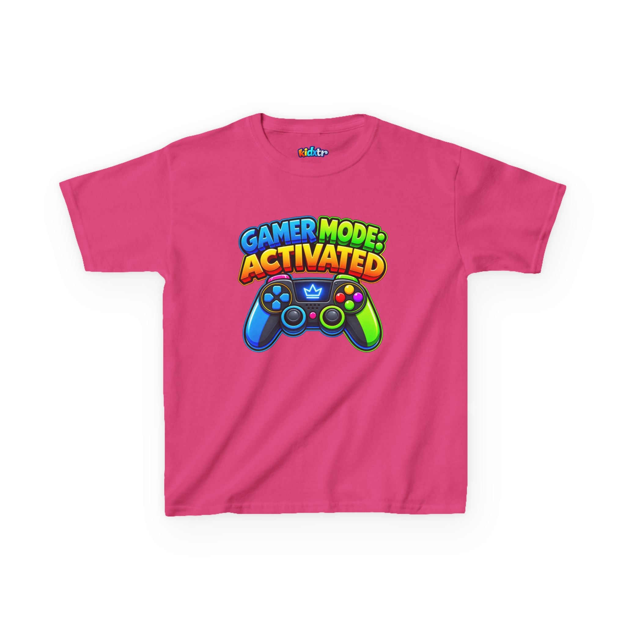 Kidxtr™ Kids Gamer T-Shirt — 'Gamer Mode Activated' Colorful Controller Graphic Tee