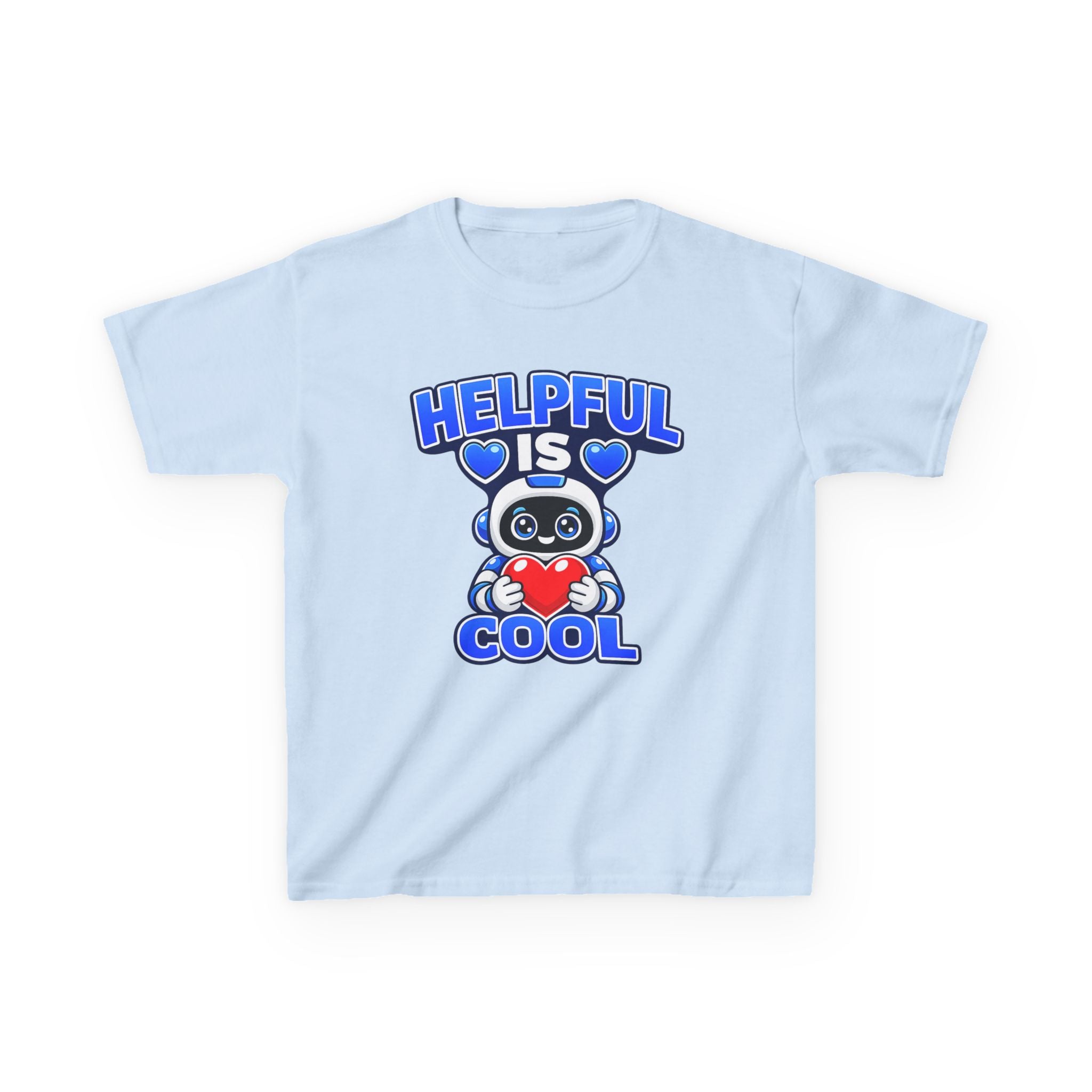 Kids Robot T-Shirt — 'Helpful Is Cool' Heart Graphic Tee
