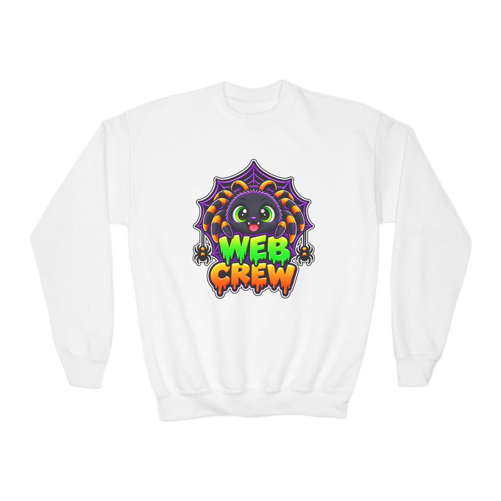 Kidxtr™ Kids Spider Sweatshirt — 'Web Crew' Cute Halloween Spider Graphic Crewneck