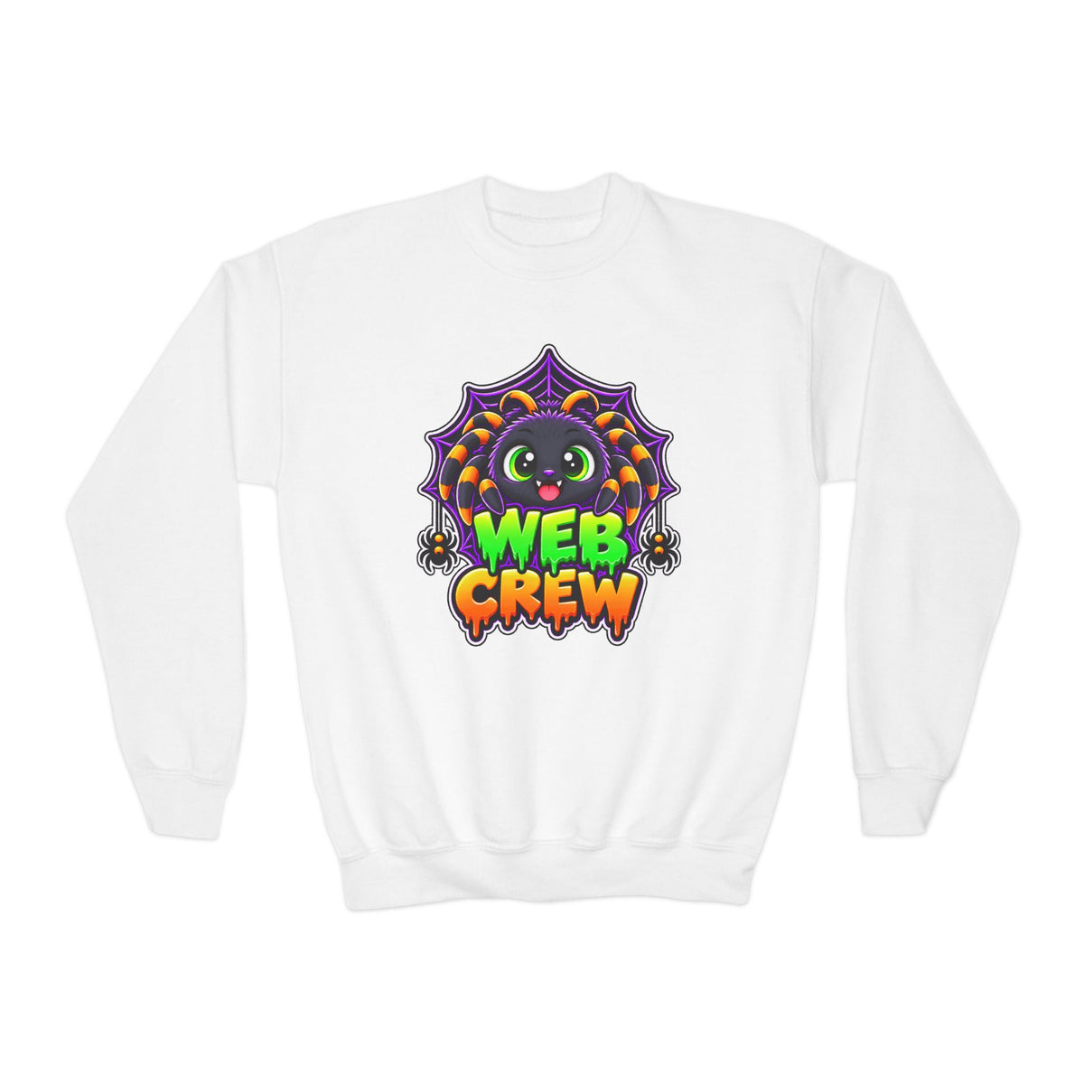 Kidxtr™ Kids Spider Sweatshirt — 'Web Crew' Cute Halloween Spider Graphic Crewneck
