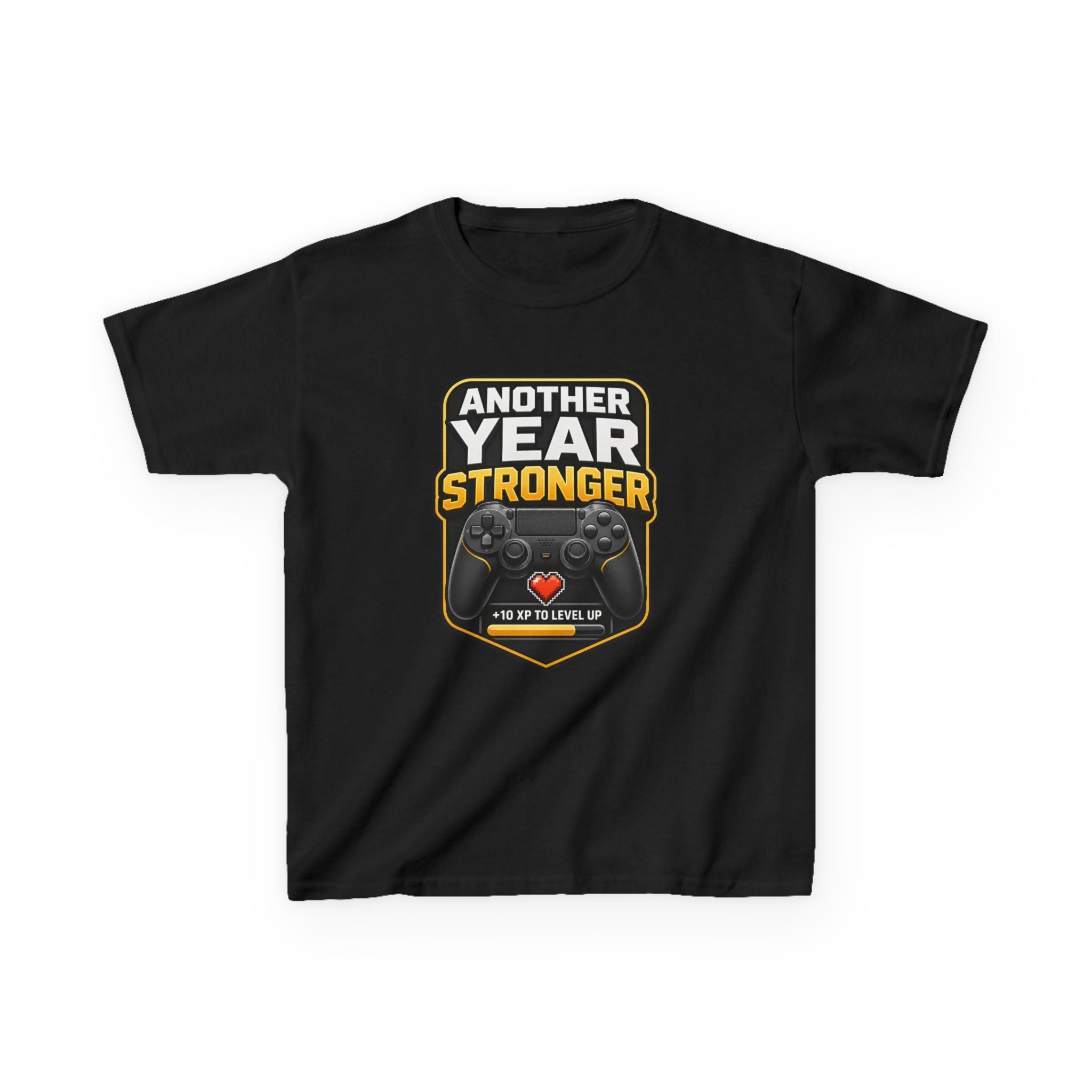 Kids Birthday T-Shirt — 'Another Year Stronger' +10 XP Level Up Graphic Tee