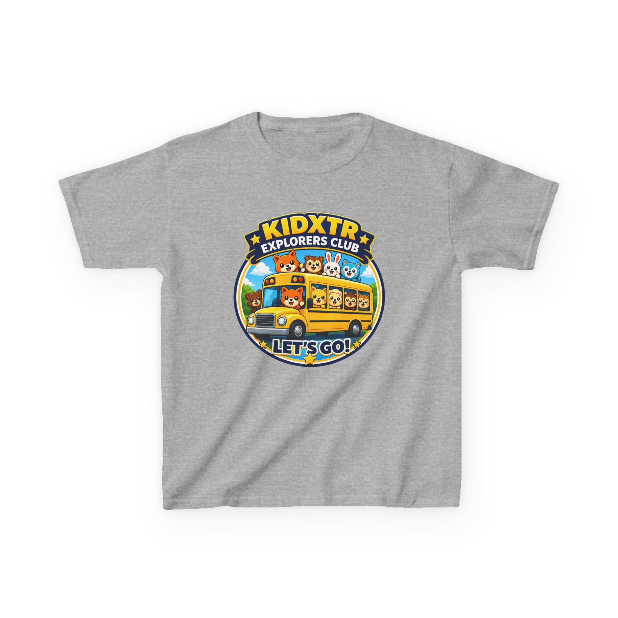 Kids School T-Shirt — 'Let’s Go!' KIDXTR Explorers Club Bus Graphic Tee