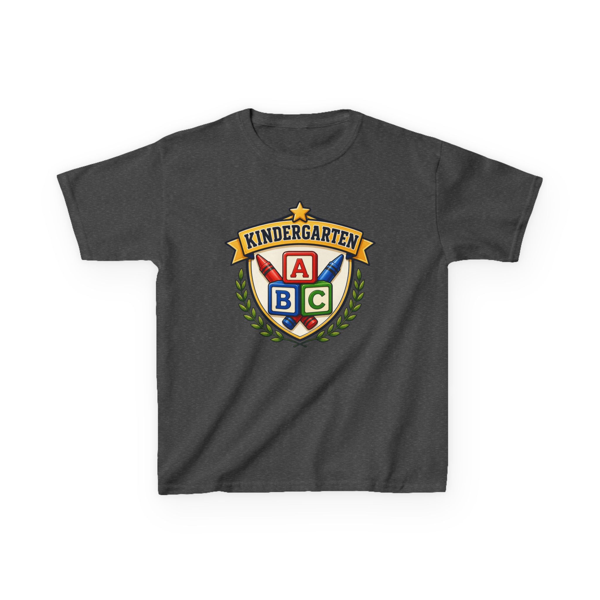 Kids Kindergarten T-Shirt — 'ABC Crest' First Day of School Graphic Tee
