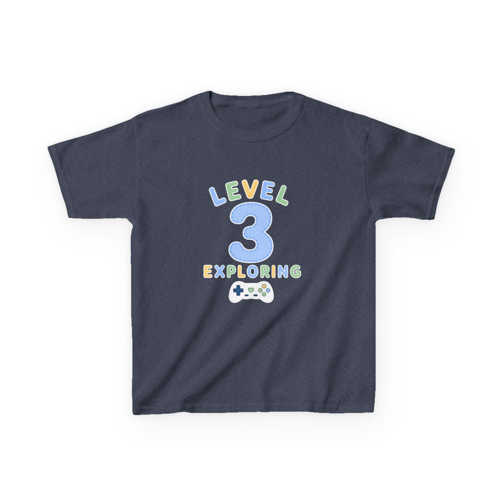 Kids Birthday Gaming T-Shirt — 'Level 3 Exploring' Gamer Graphic Tee