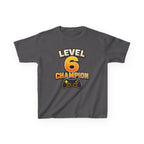 Kids Birthday Gaming T-Shirt — 'Level 6 Champion' Game Controller Graphic Tee