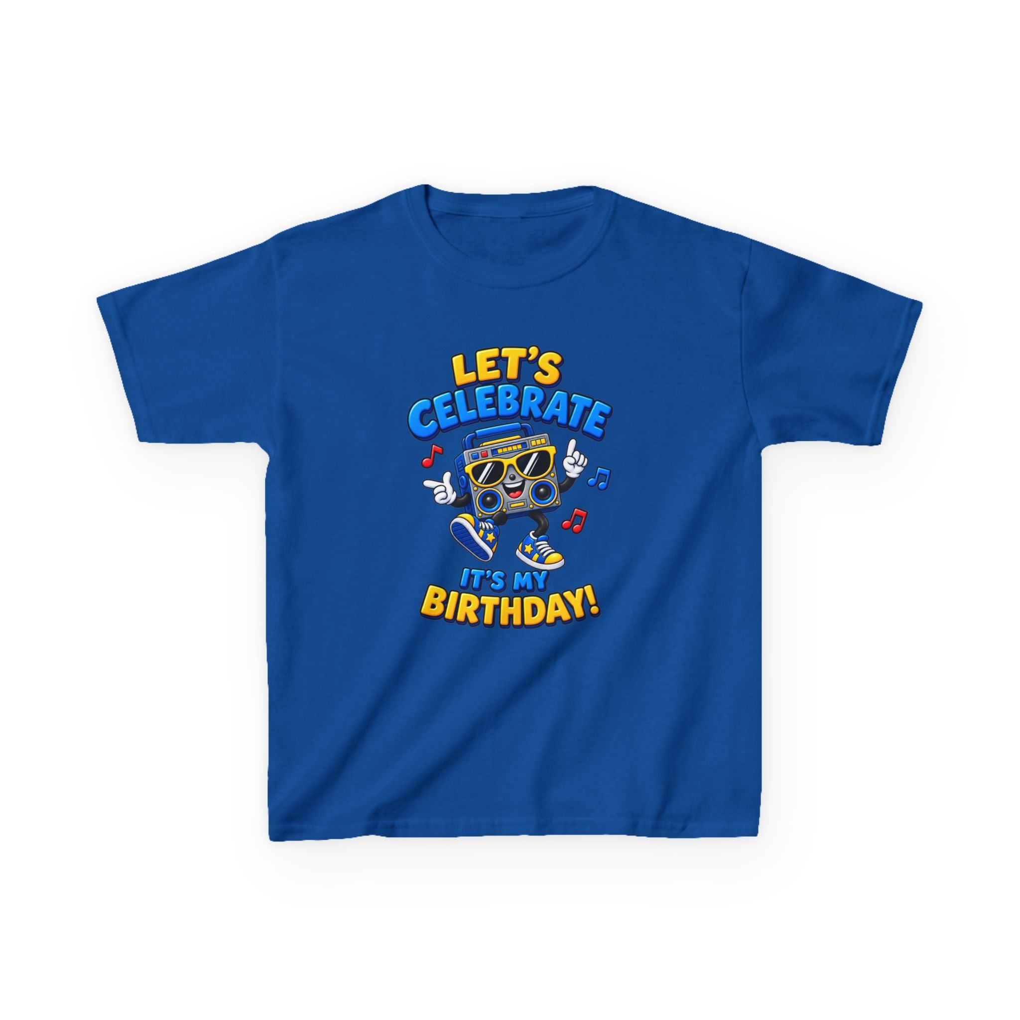 Kids Birthday T-Shirt — 'Let's Celebrate, It's My Birthday!' Fun Party  Boombox Graphic Tee
