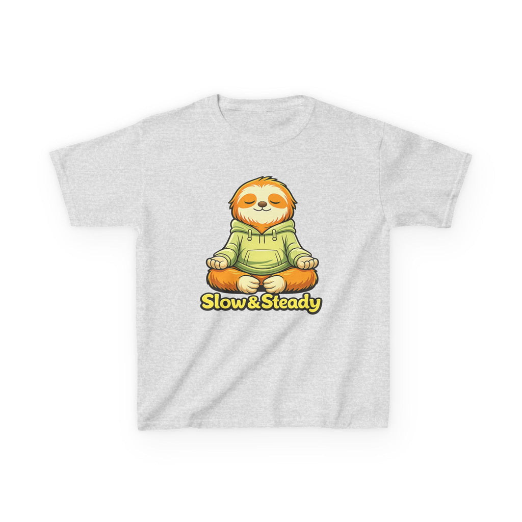 Kids Animal T-Shirt — 'Slow & Steady' Meditating Sloth Graphic Tee