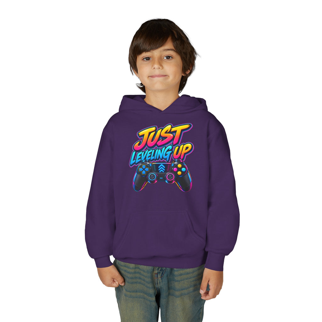 Kidxtr™ Kids Gamer Hoodie — 'Just Level Up' Gamer Graphic Sweatshirt