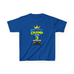 Kids Birthday T-Shirt — 'Birthday Champ' Level 3 Gamer Crown Graphic Tee