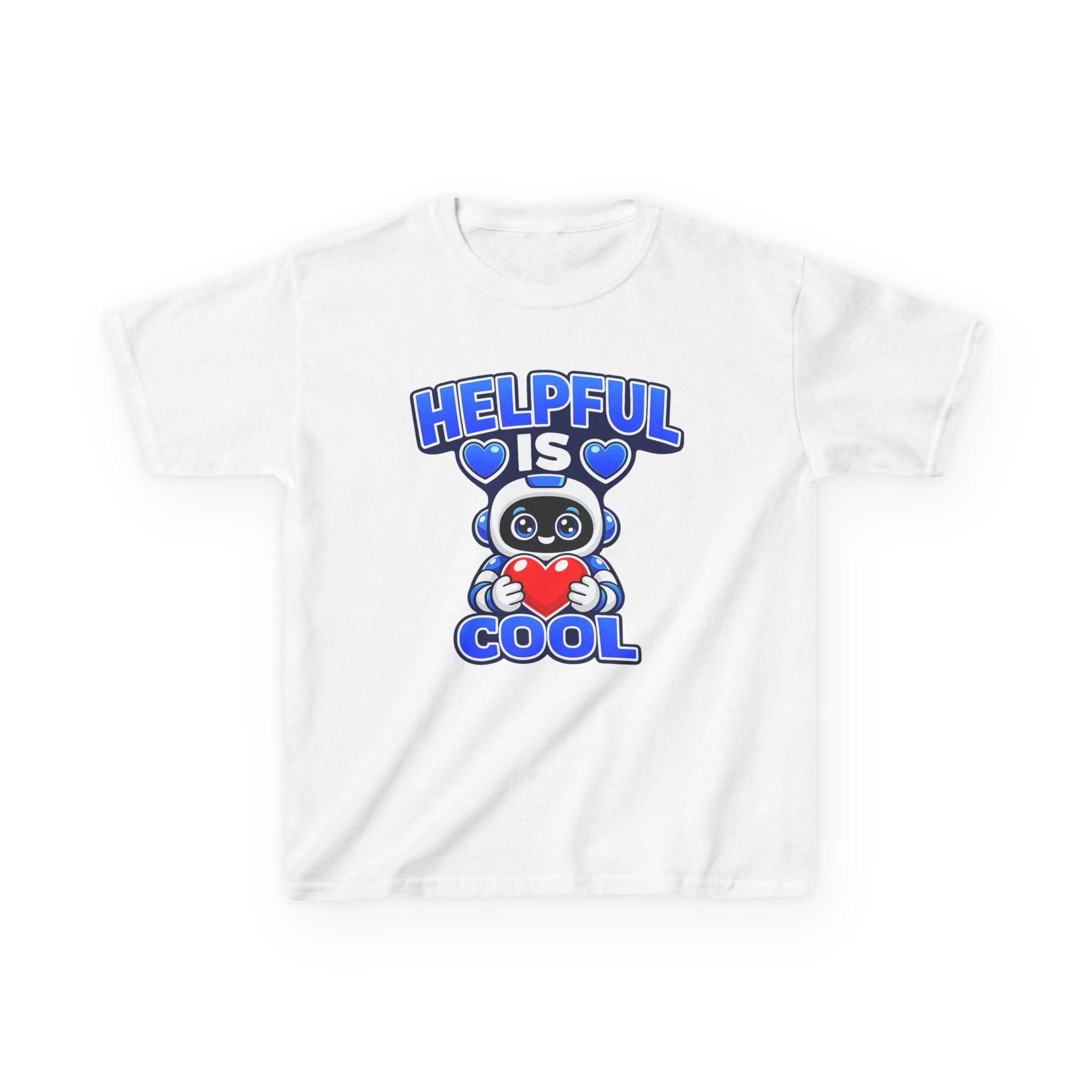 Kids Robot T-Shirt — 'Helpful Is Cool' Heart Graphic Tee