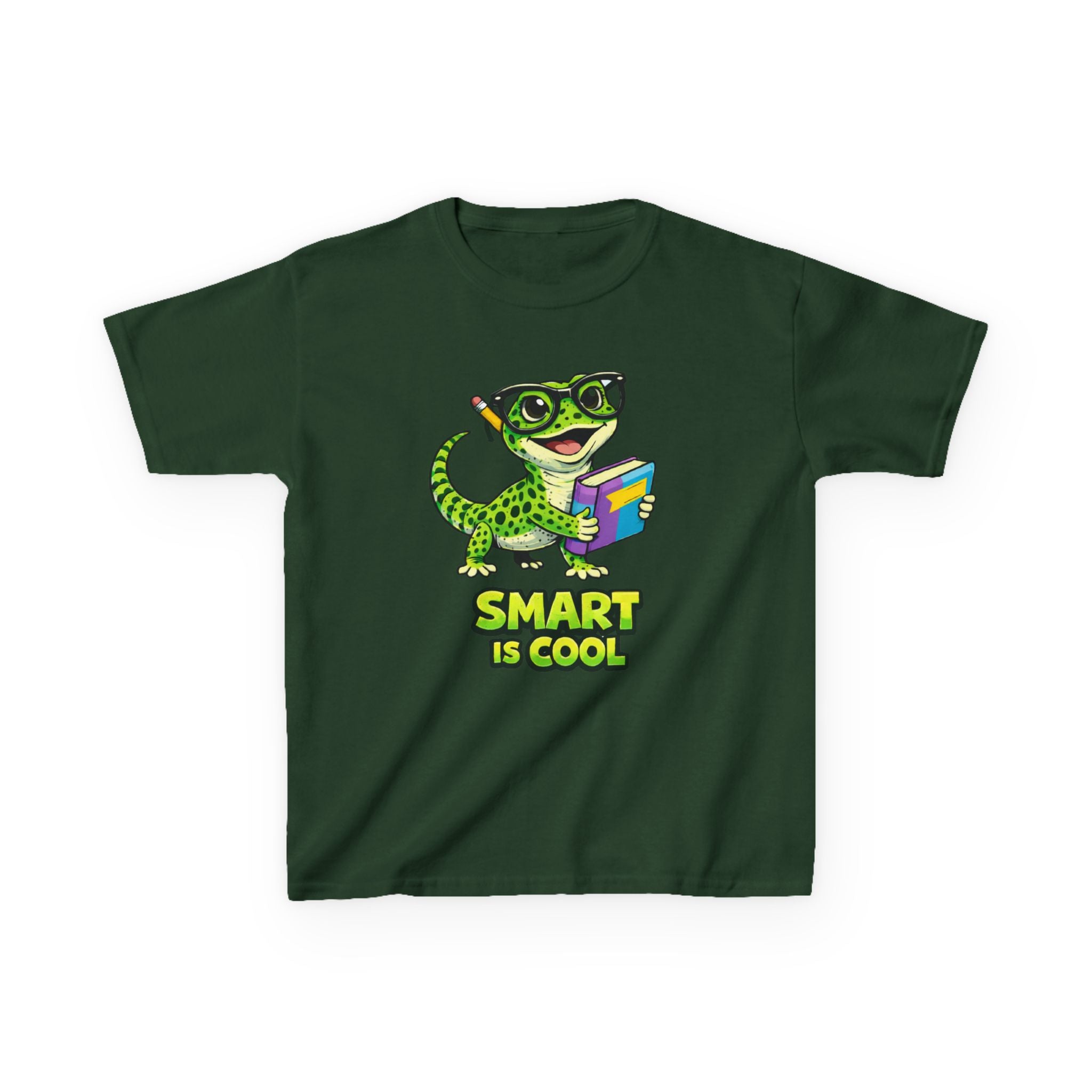 Kids Gecko T-Shirt — 'Smart Is Cool' Cartoon Gecko Graphic Tee