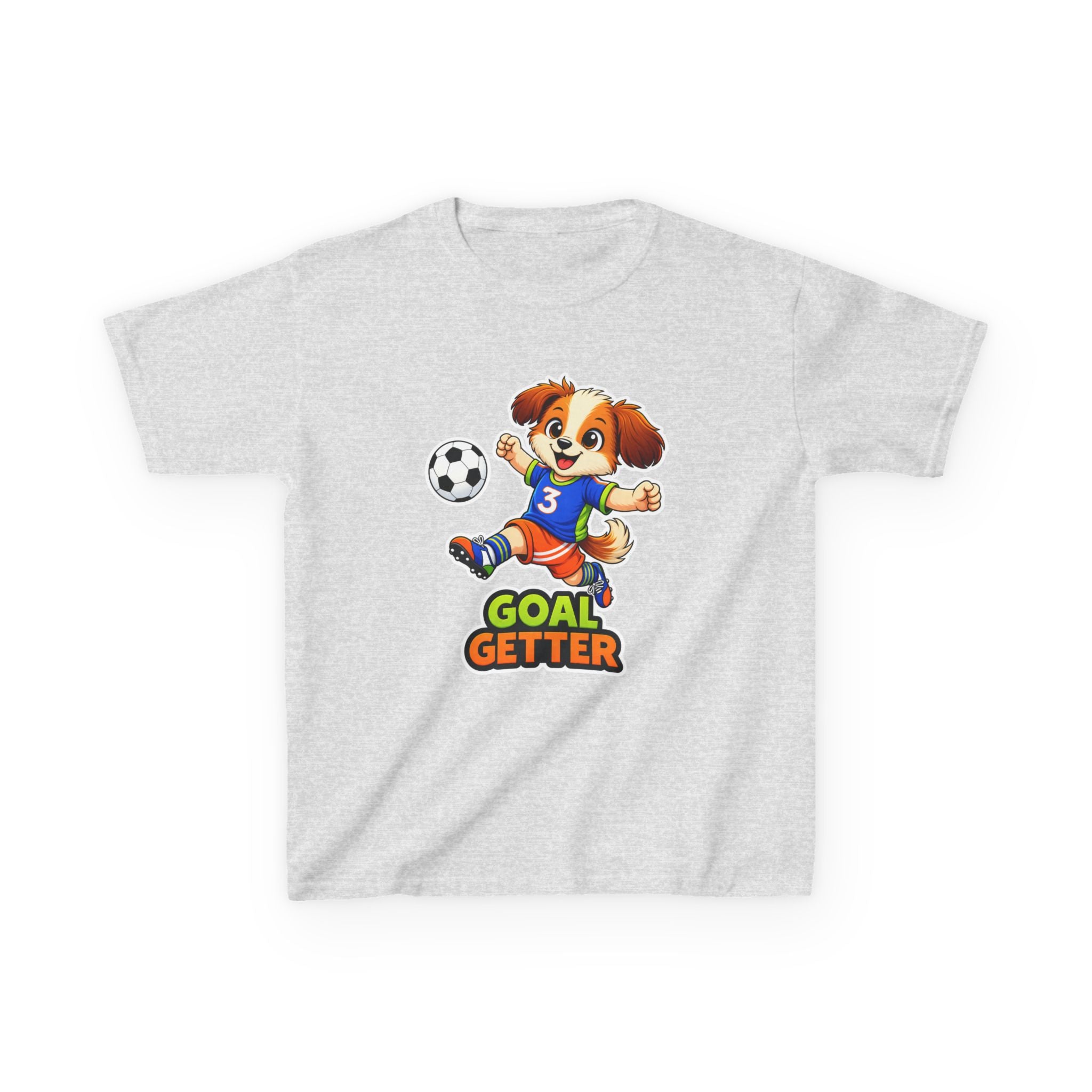 Kids Soccer T-Shirt — 'Puppy Power' Cute Soccer Player Dog Graphic Tee