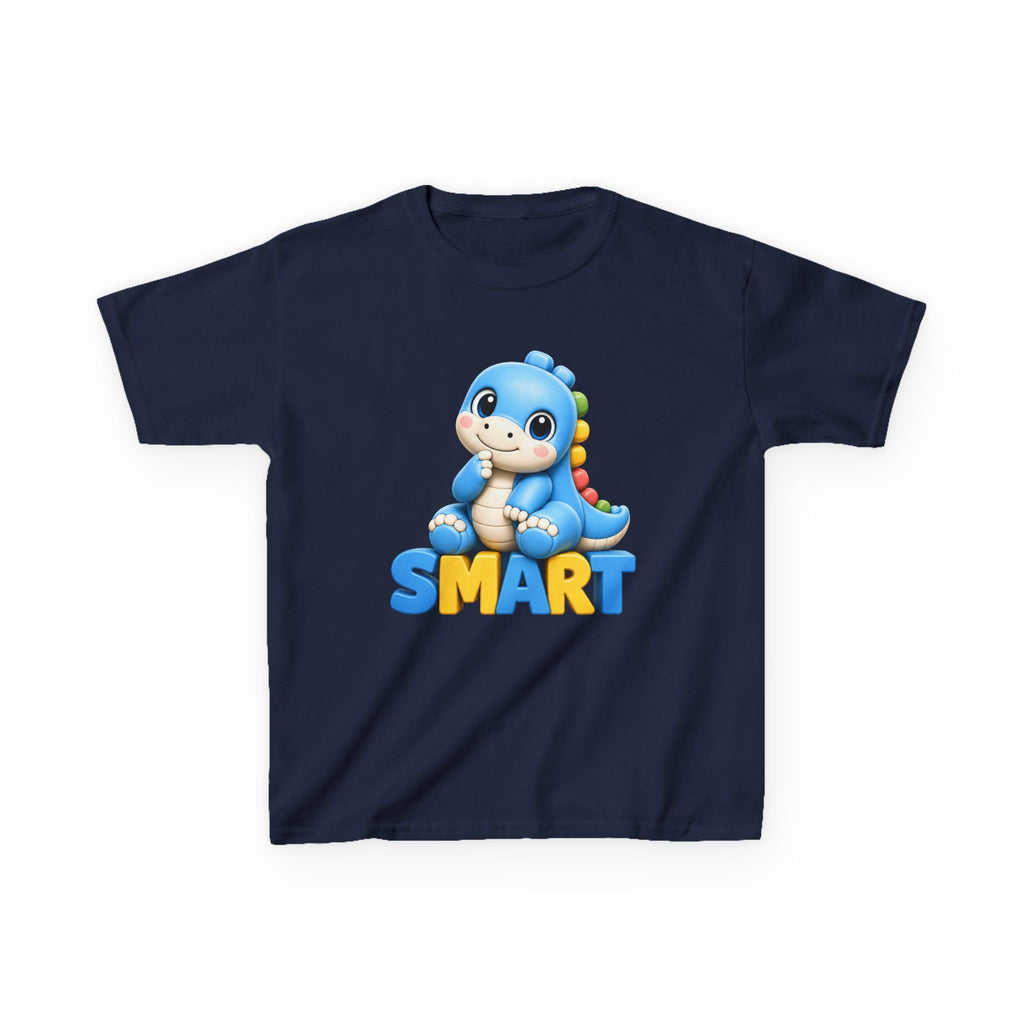 Kids Dinosaur T-Shirt — 'SMART' Blue Dino Graphic Tee