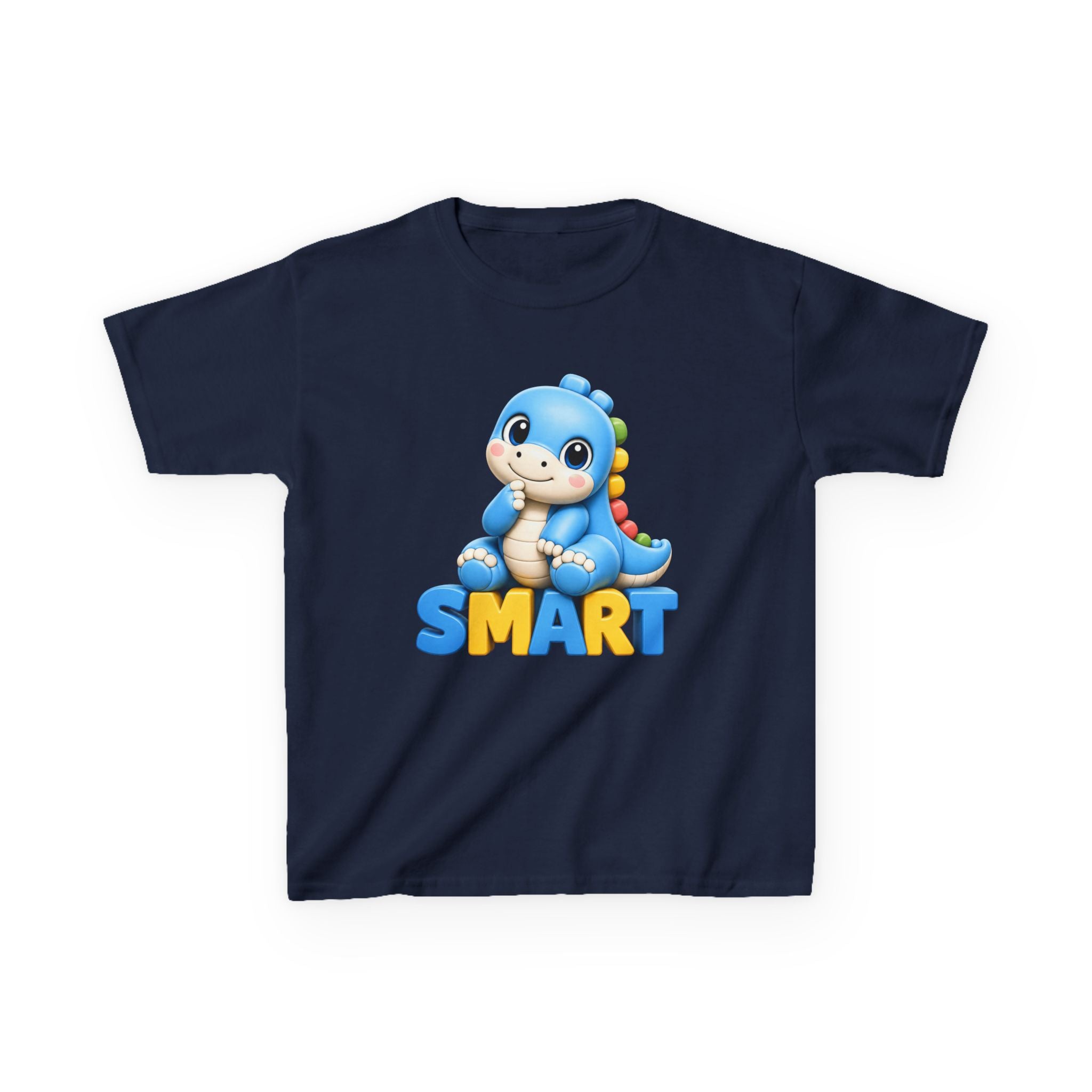 Kids Dinosaur T-Shirt — 'SMART' Blue Dino Graphic Tee