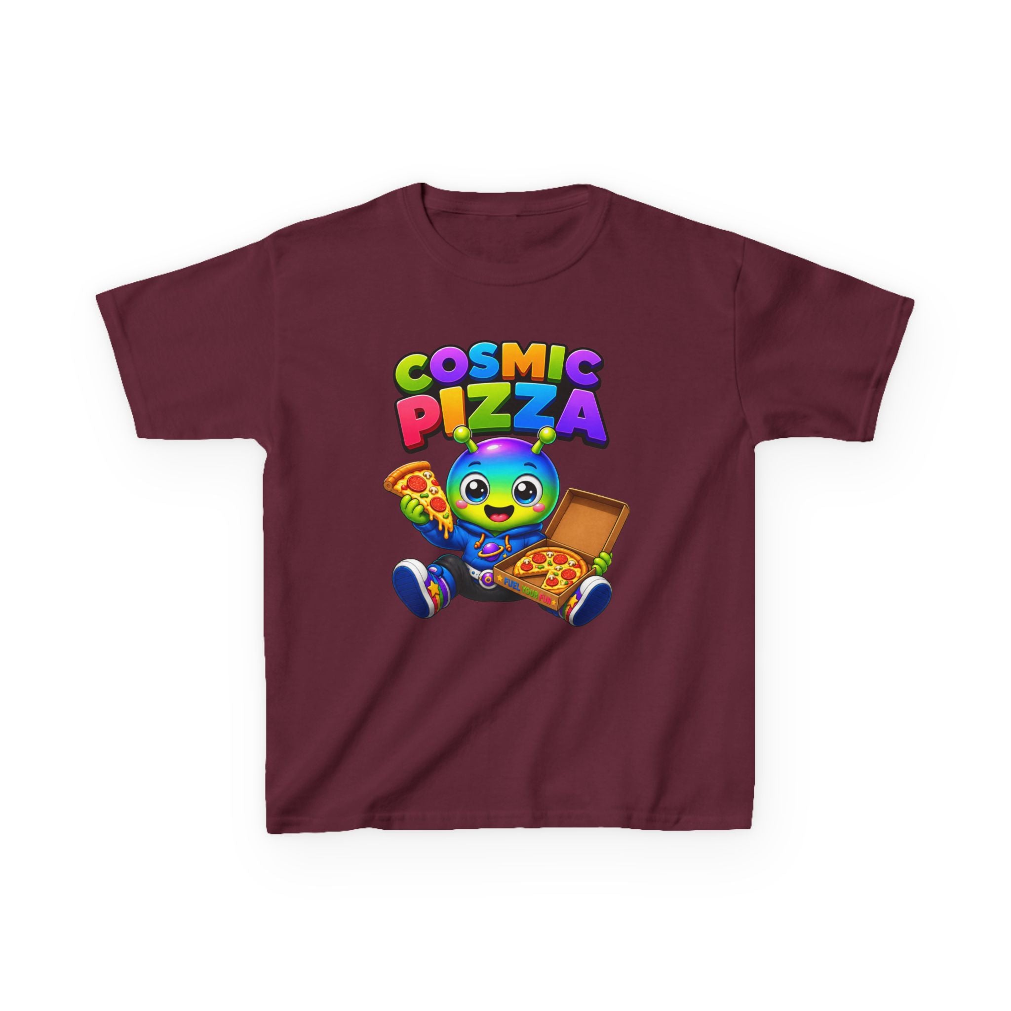 Kids Cosmic Pizza T-Shirt — 'Cosmic Pizza' Cute Alien Eating Pizza Graphic Tee