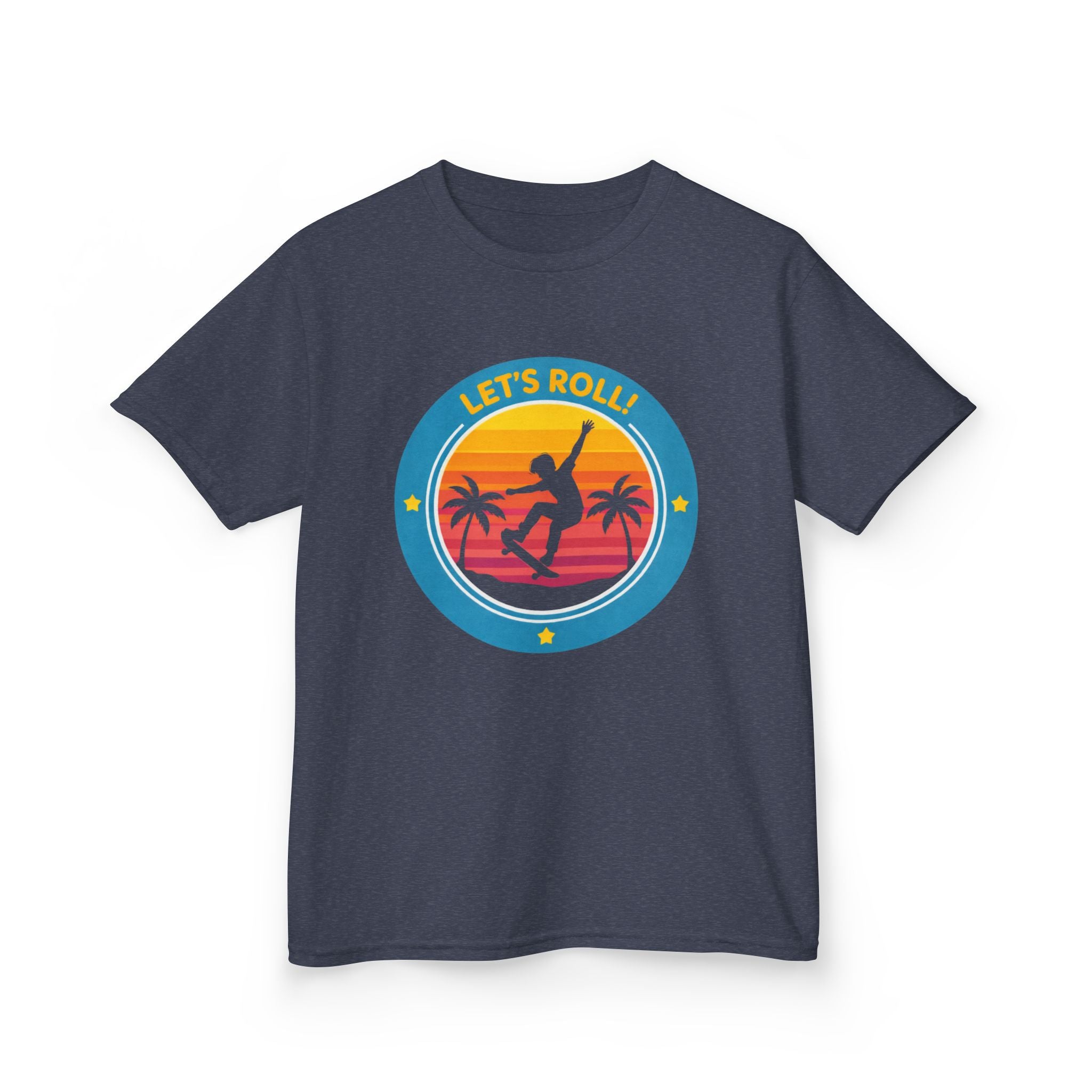 Kids Skateboard T-Shirt — 'Let’s Roll!' Retro Skater Graphic Tee