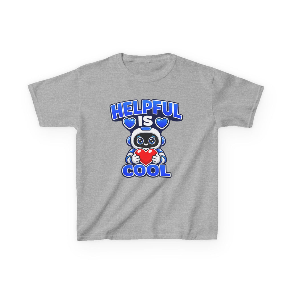 Kids Robot T-Shirt — 'Helpful Is Cool' Heart Graphic Tee