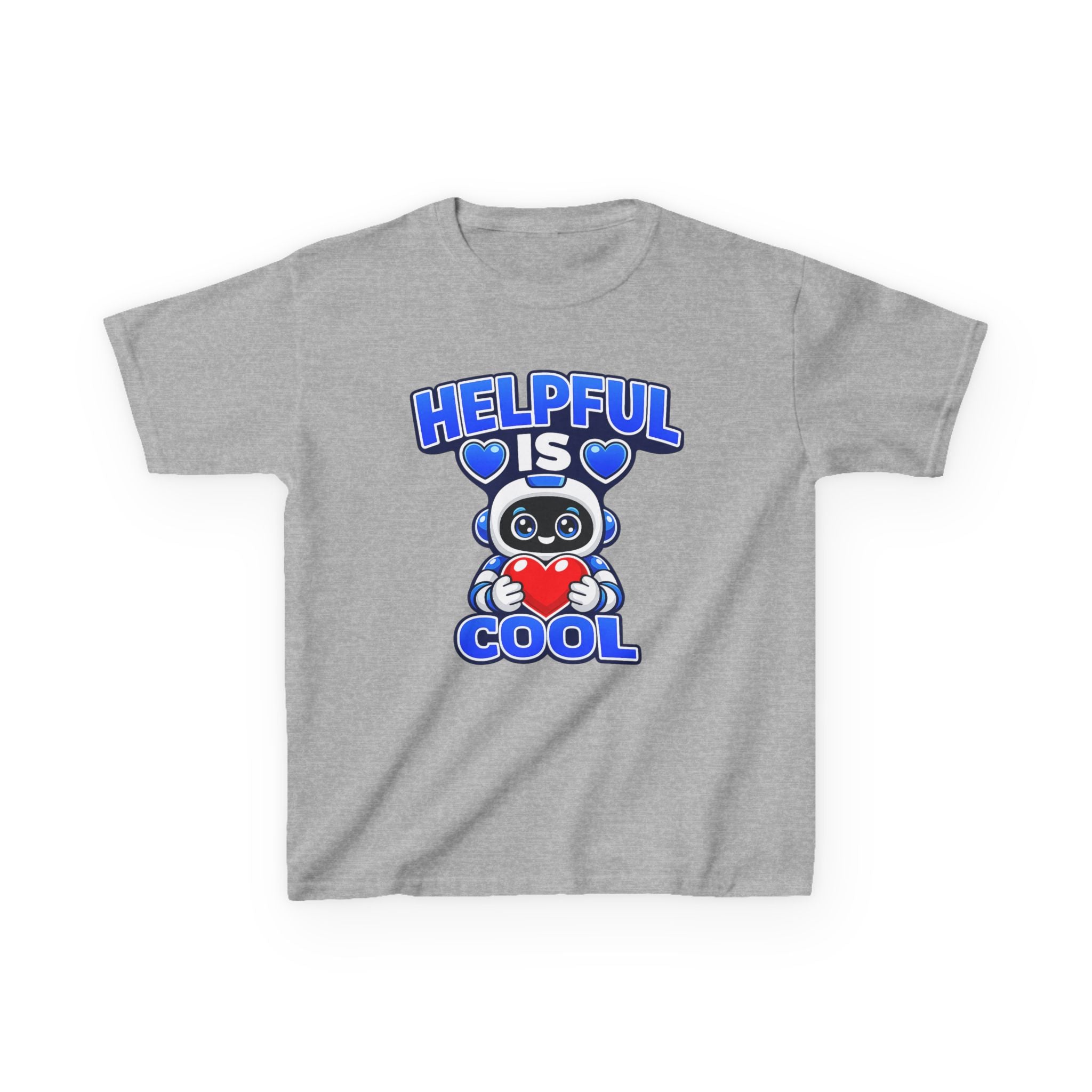 Kids Robot T-Shirt — 'Helpful Is Cool' Heart Graphic Tee
