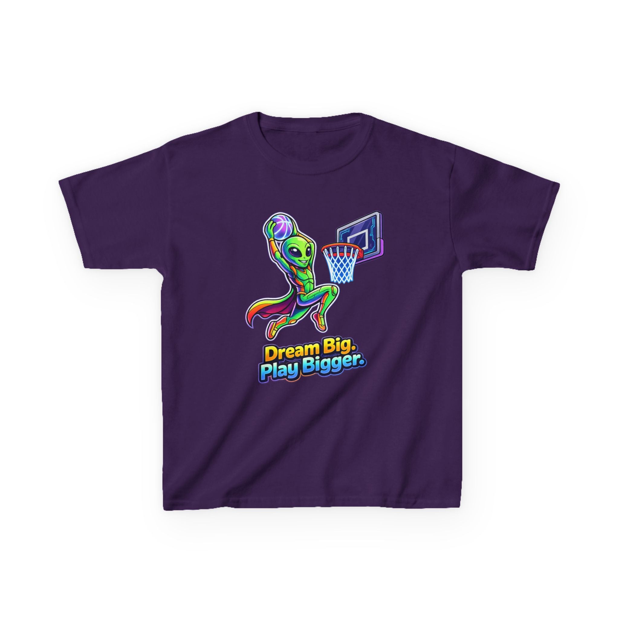 Kids Alien T-Shirt — 'Dream Big, Play Bigger' Basketball Graphic Tee