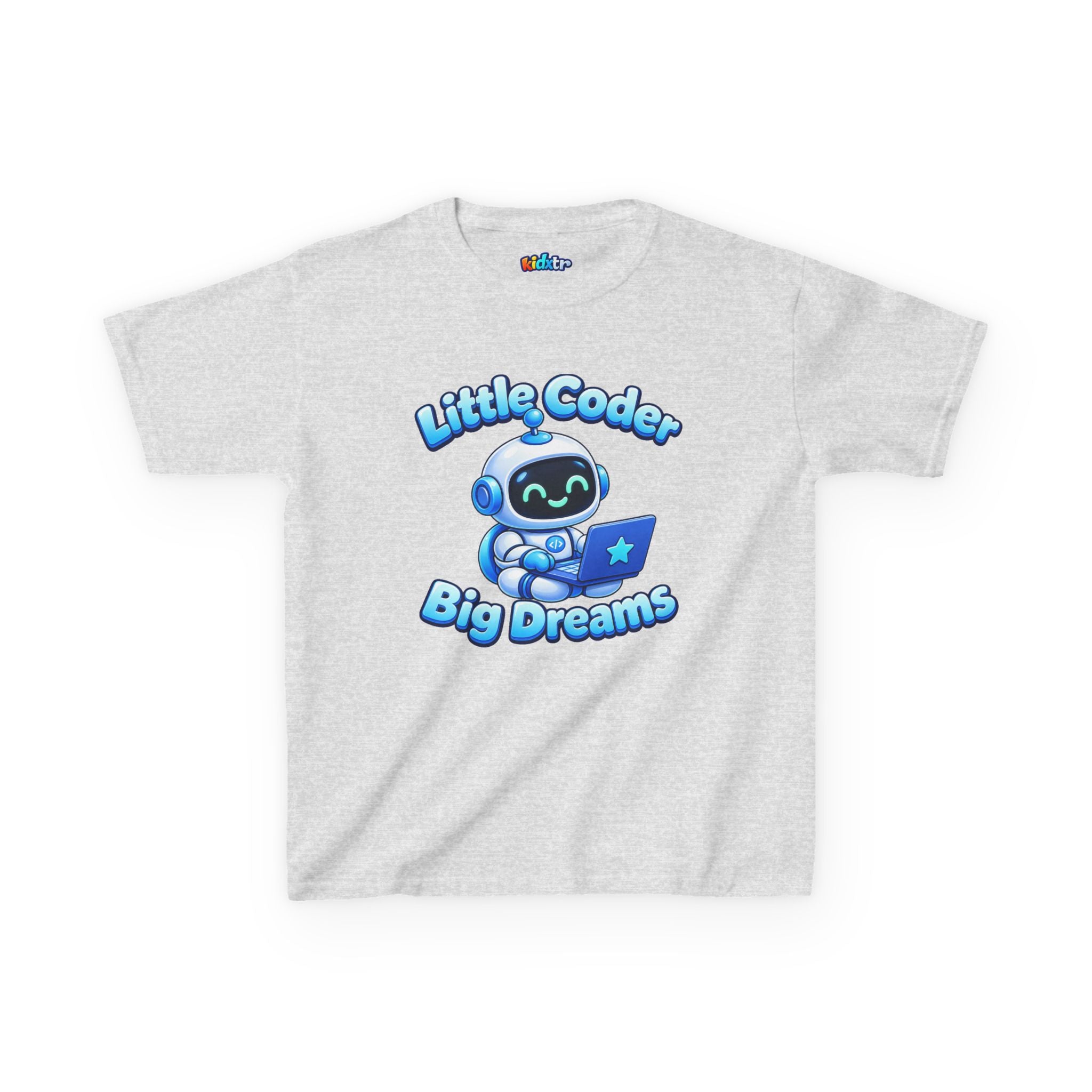 Kidxtr™ Kids Coder T-Shirt — 'Little Coder, Big Dreams' Robot Graphic Tee