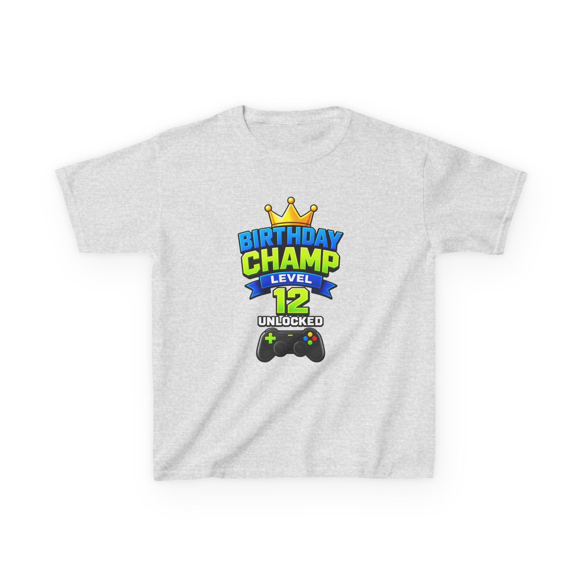 Kids Tee — "Birthday Champ Level 12 Unlocked" Gamer Birthday Shirt