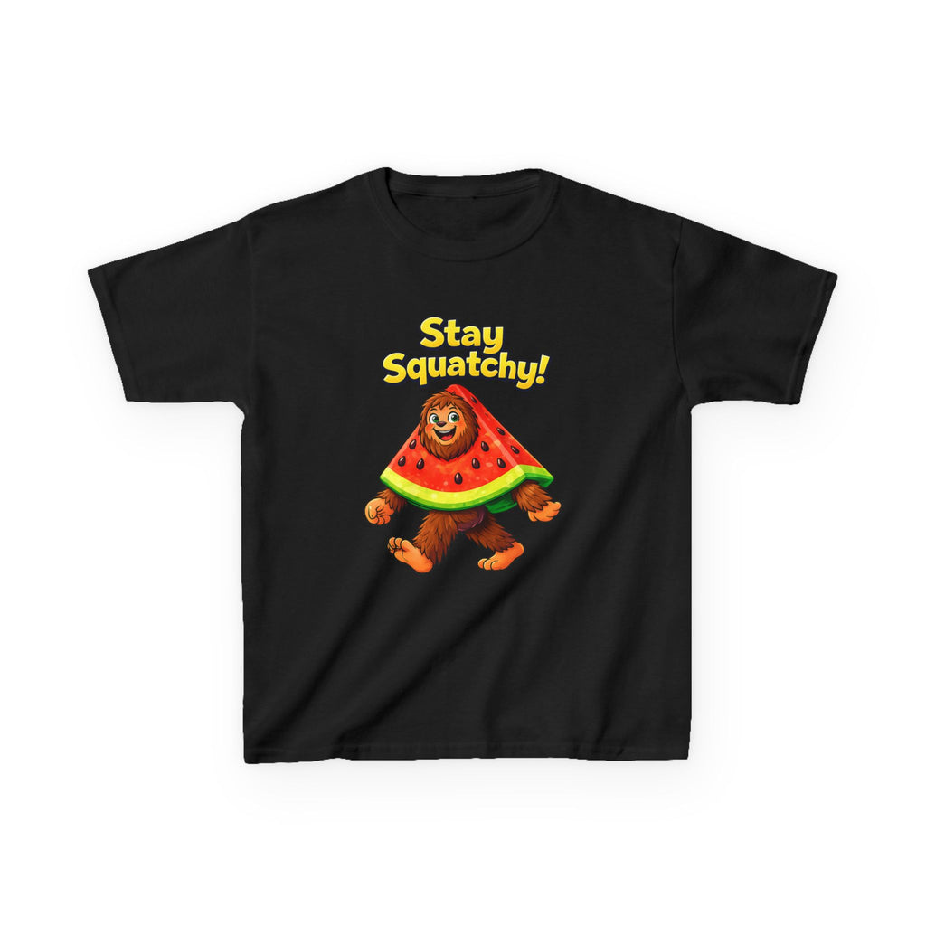 Kids Sasquatch T-Shirt — 'Stay Squatchy!' Watermelon Graphic Tee