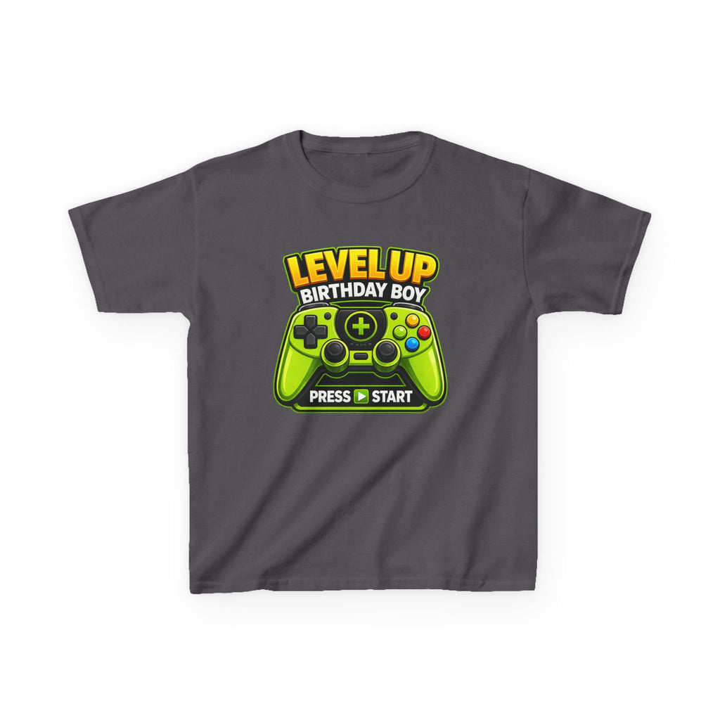 Kids Video Game T-Shirt — 'Level Up Birthday Boy' Game Controller Graphic Tee