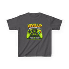 Kids Video Game T-Shirt — 'Level Up Birthday Boy' Game Controller Graphic Tee