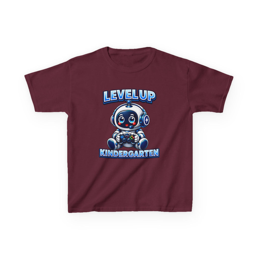 Level Up Kindergarten Robot Kids T‑Shirt — Back to School Shirt for Boys & Girls