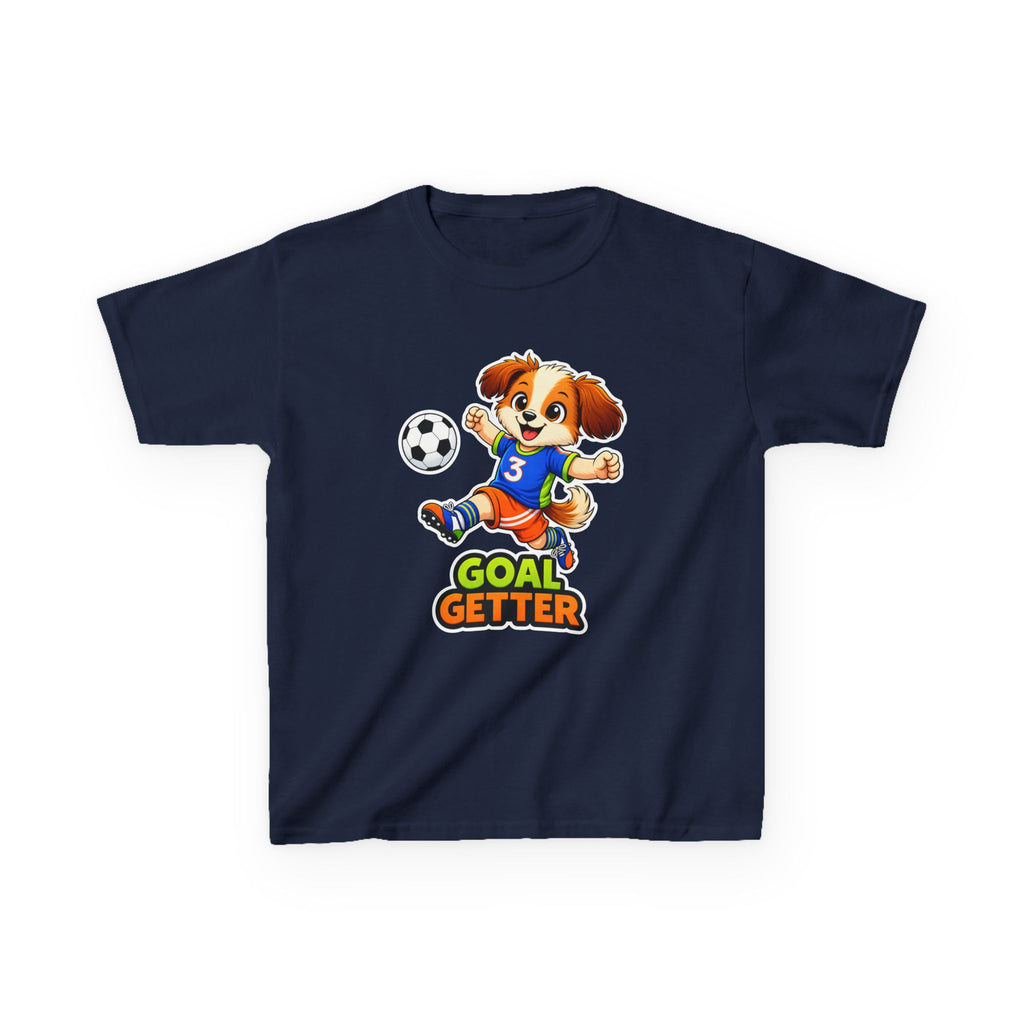 Kids Soccer T-Shirt — 'Puppy Power' Cute Soccer Player Dog Graphic Tee