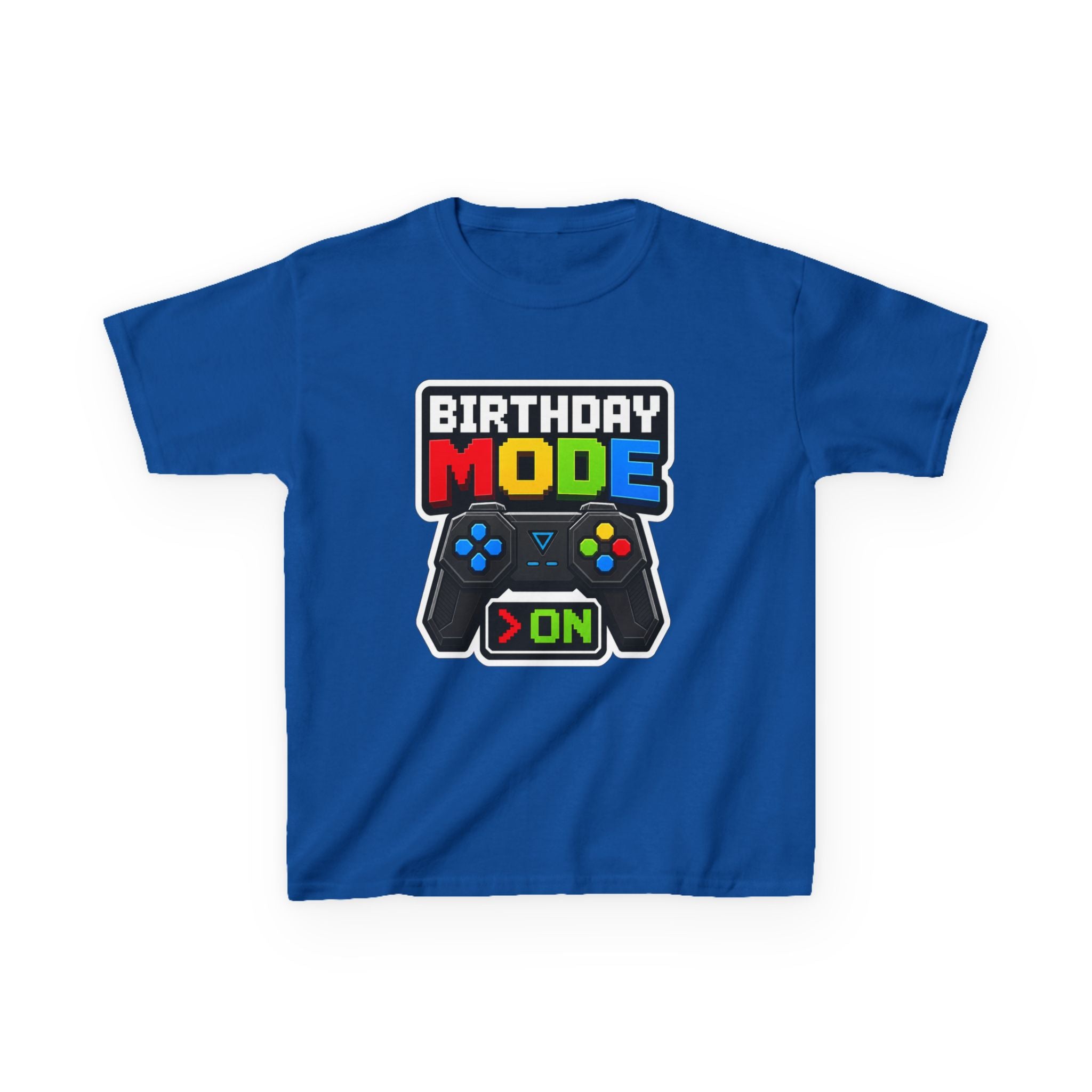 Kids Birthday T-Shirt — 'Birthday Mode On' Video Game Controller Graphic Tee