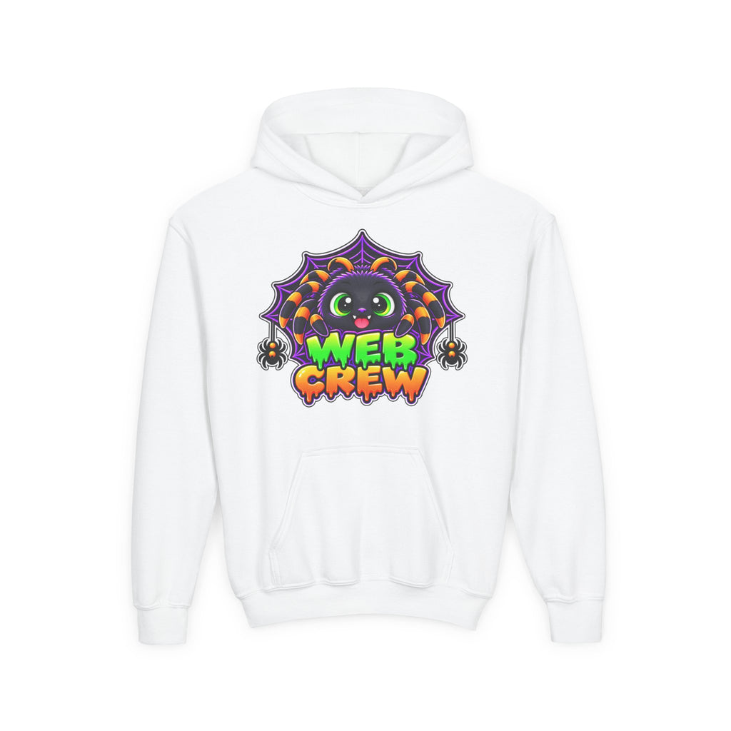 Kidxtr™ Kids Spider Hoodie — 'Web Crew' Cute Halloween Spider Graphic Hoodie