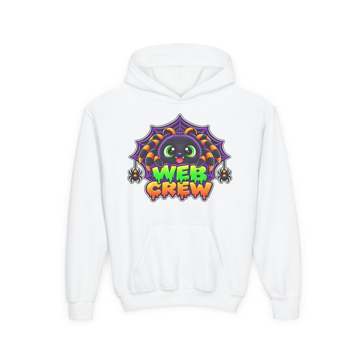 Kidxtr™ Kids Spider Hoodie — 'Web Crew' Cute Halloween Spider Graphic Hoodie