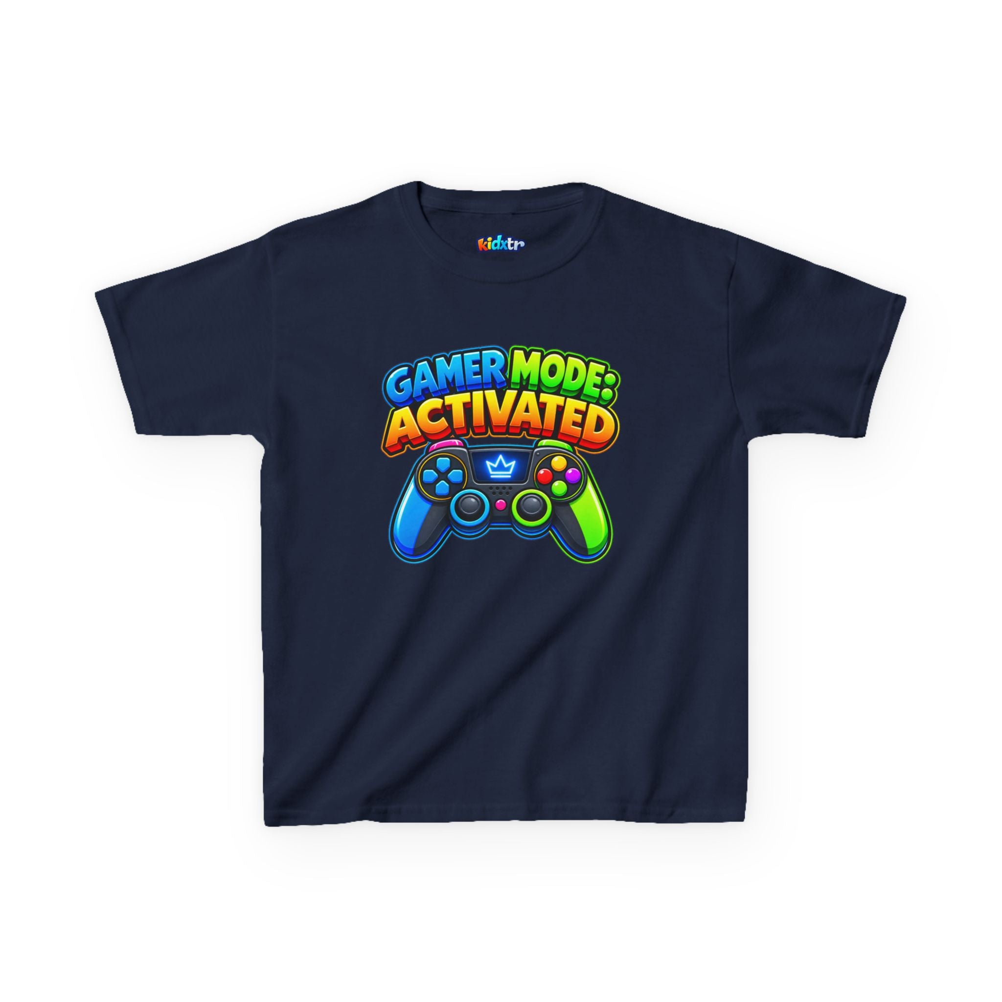 Kidxtr™ Kids Gamer T-Shirt — 'Gamer Mode Activated' Colorful Controller Graphic Tee