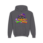 Kidxtr™ Kids Halloween Hoodie — 'Trick or Treat' Black Cat in Pumpkin Graphic Hoodie