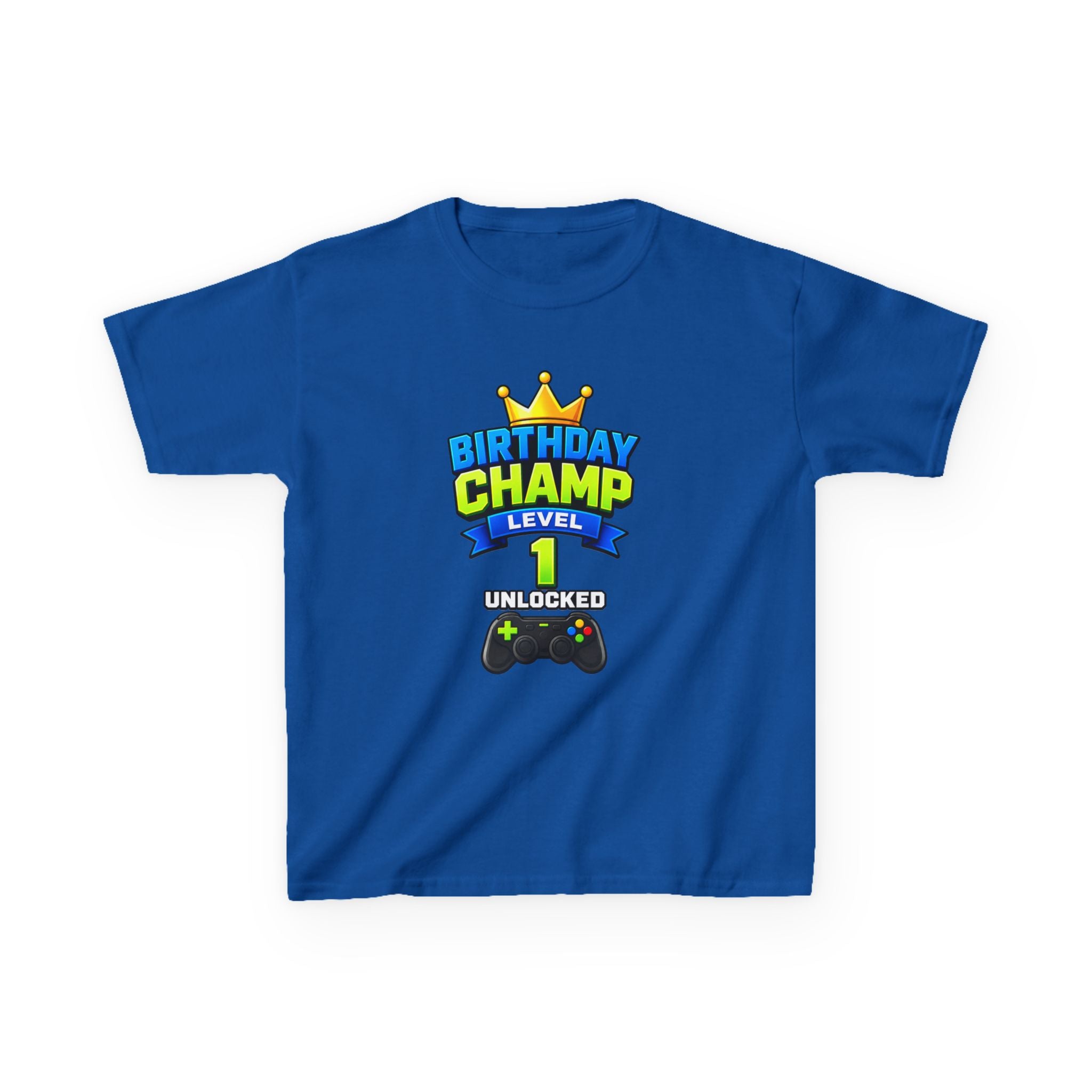 Kids Birthday T-Shirt — 'Birthday Champ' Level 1 Gamer Controller Graphic Tee