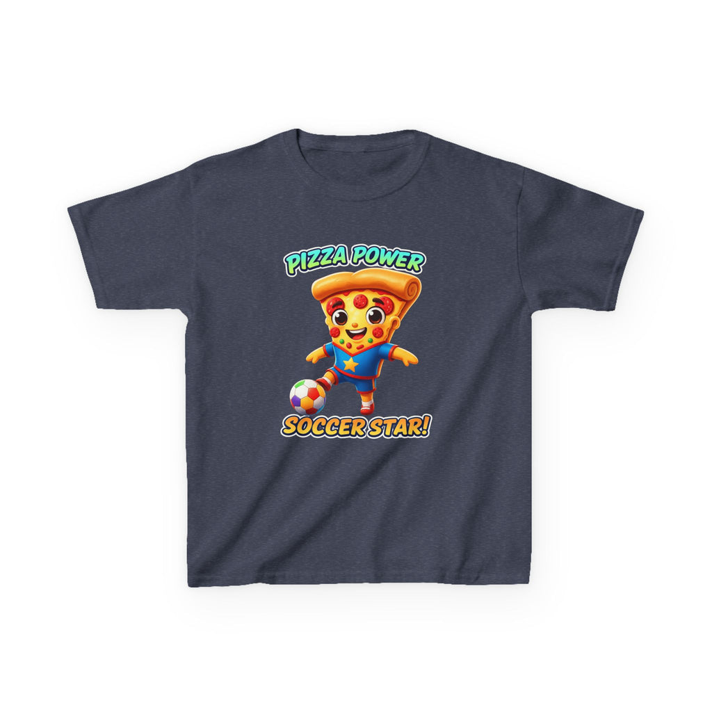 Kids Soccer T-Shirt — 'Pizza Power' Cute Pizza Slice Soccer Player Graphic Tee
