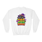 Kidxtr™ Kids Halloween Sweatshirt — 'Trick or Treat' Black Cat in Pumpkin Graphic Crewneck