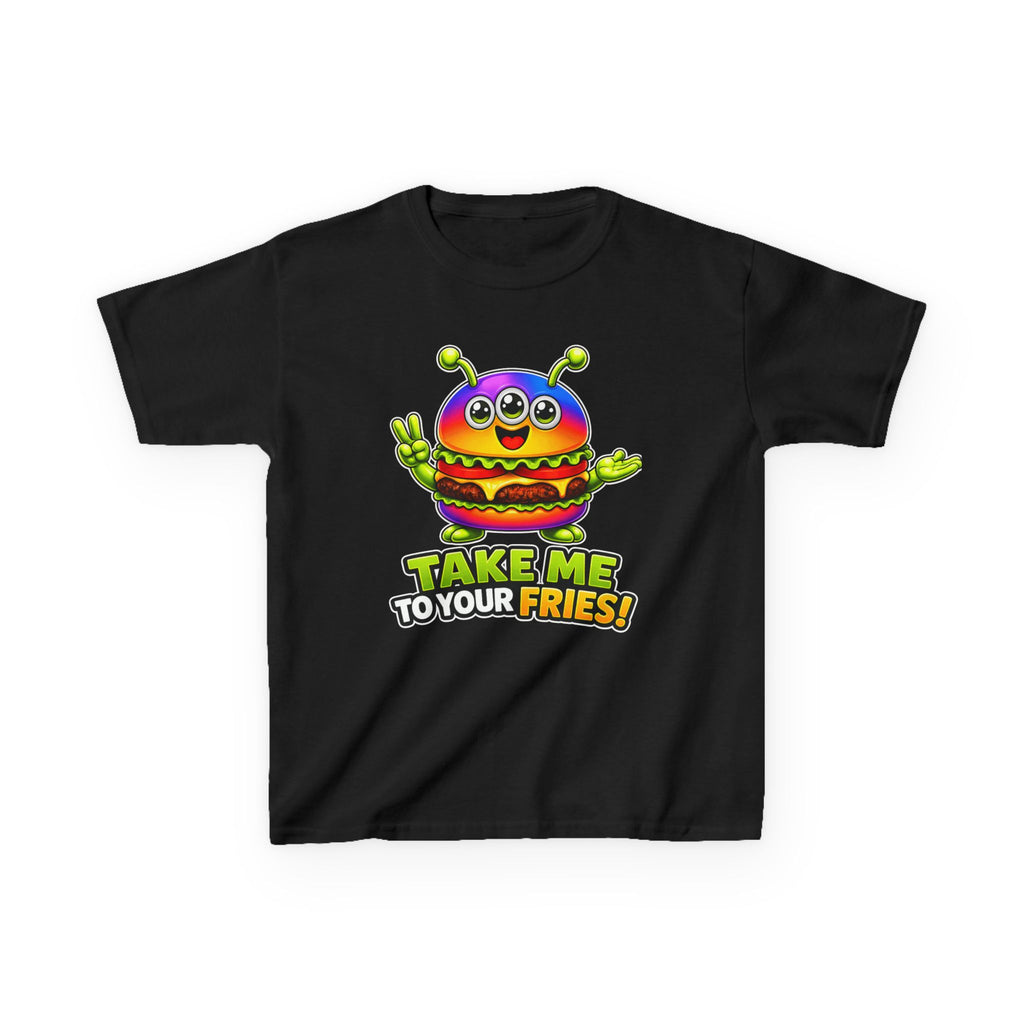 Kids Alien T-Shirt — 'Take Me to Your Fries' Cute Alien Burger Graphic Tee