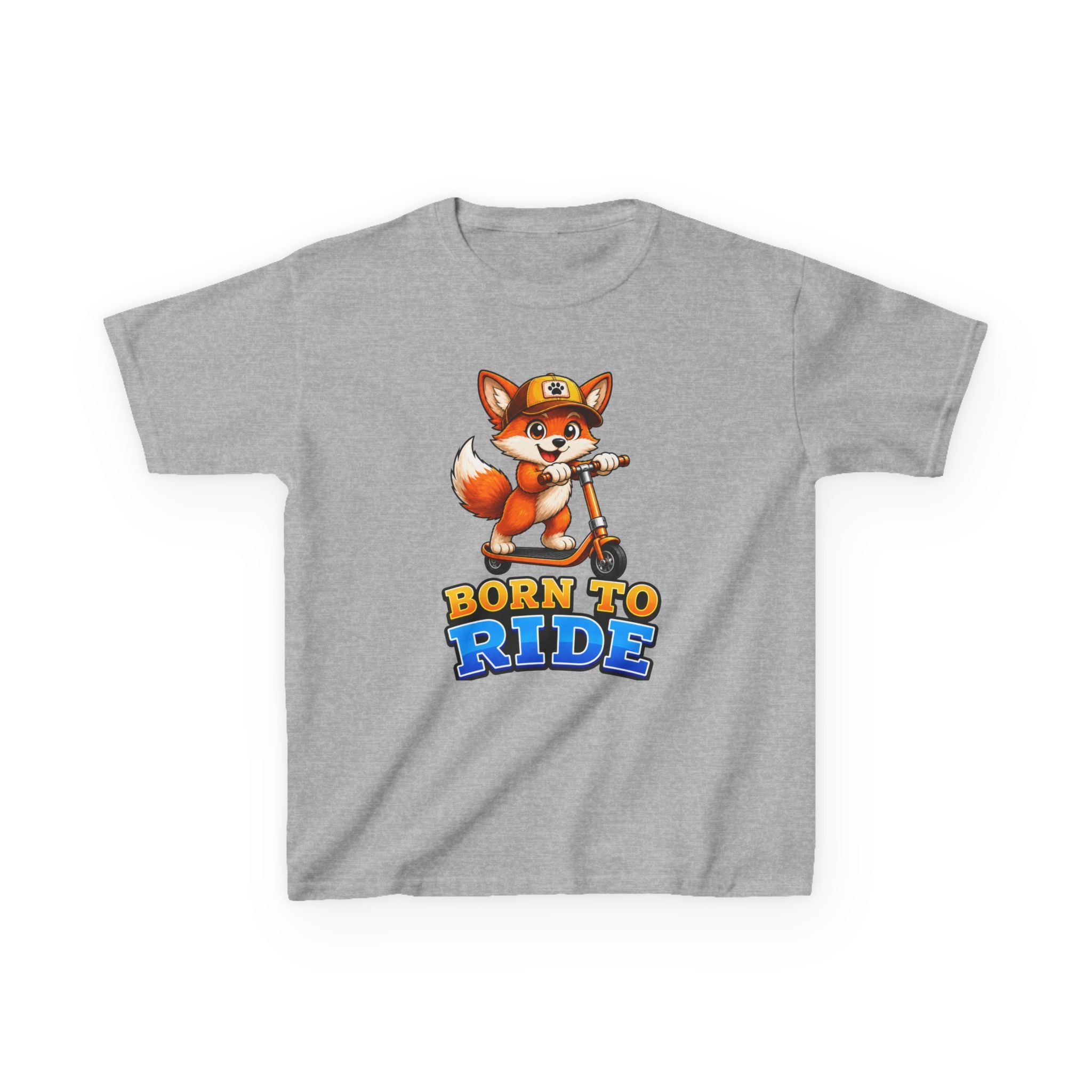 Kids Fox T-Shirt — 'Born to Ride' Cute Fox on Scooter Graphic Tee