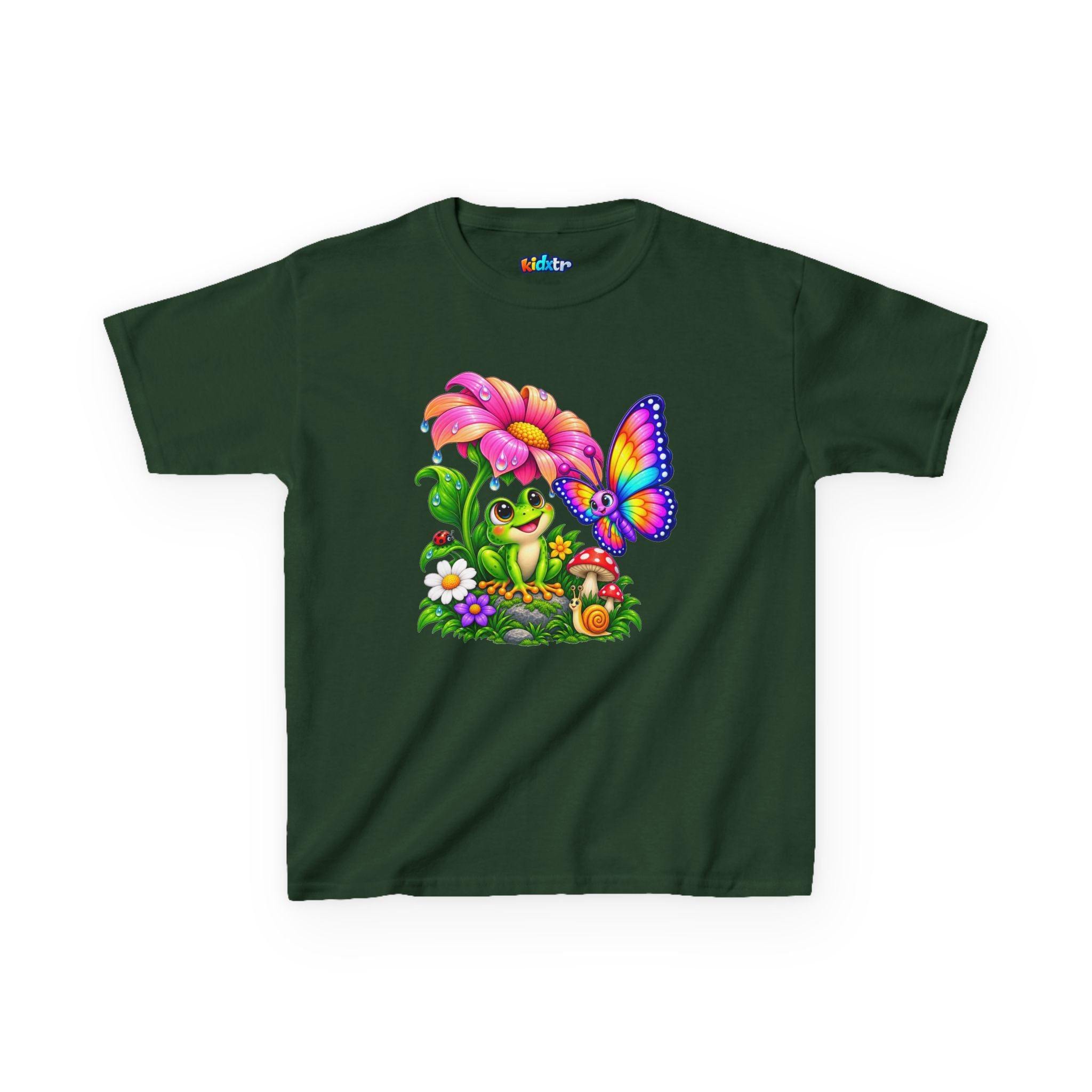 Kidxtr™ Kids Frog T-Shirt — 'Garden Squad' Frog & Butterfly Graphic Tee