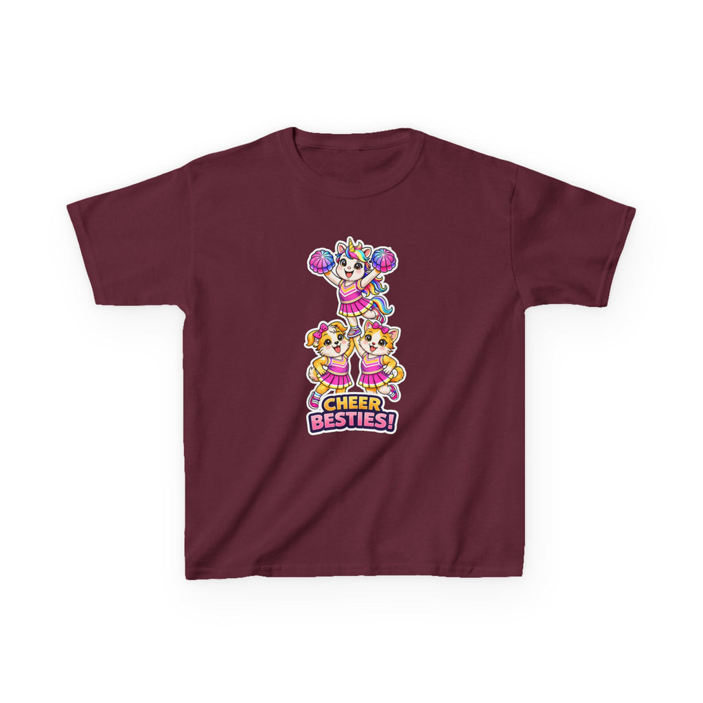 Kids Cheer T-Shirt — 'Cheer Besties' Cute Cheerleader Puppy Graphic Tee