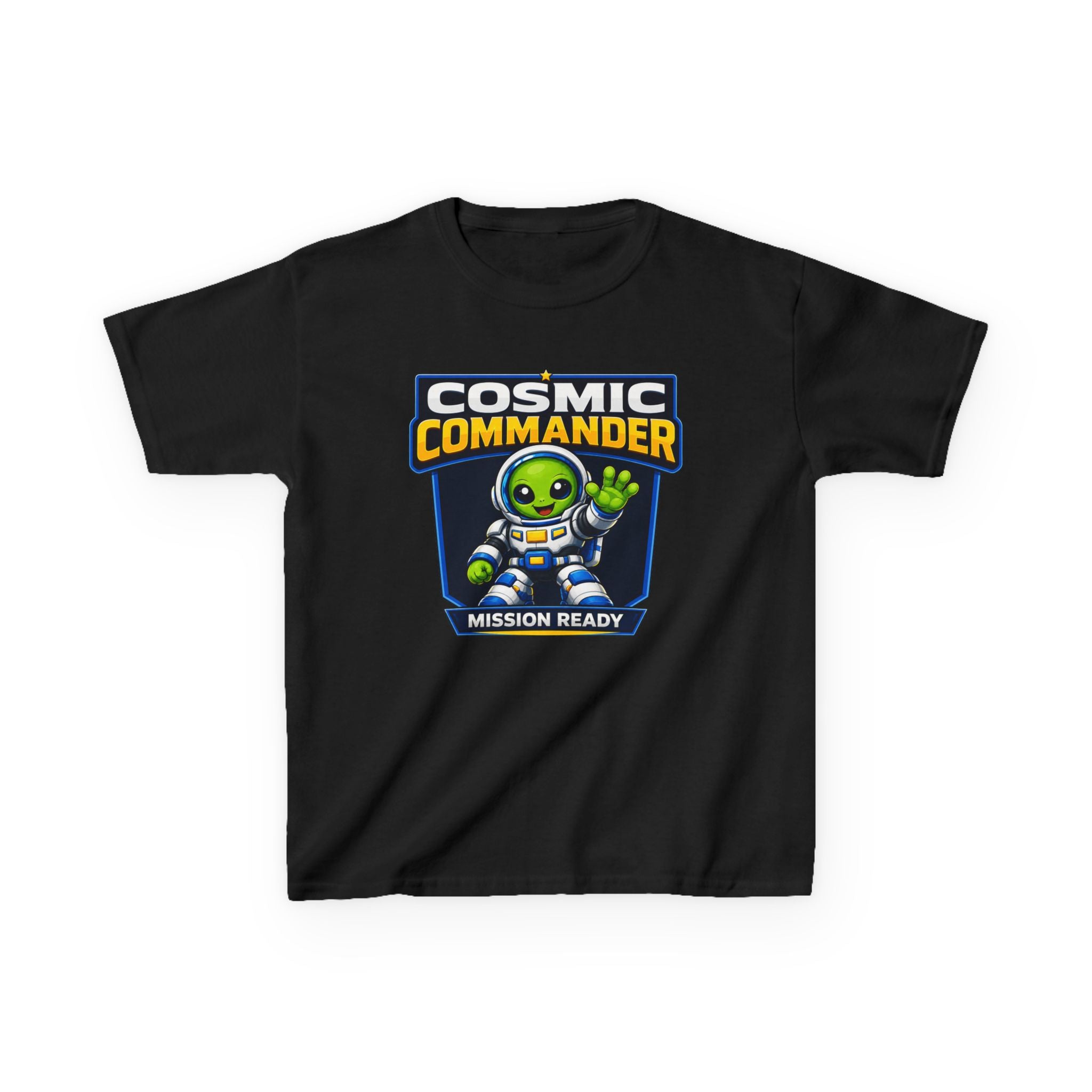 Kids Tee — "Cosmic Commander: Mission Ready" Alien Astronaut Graphic