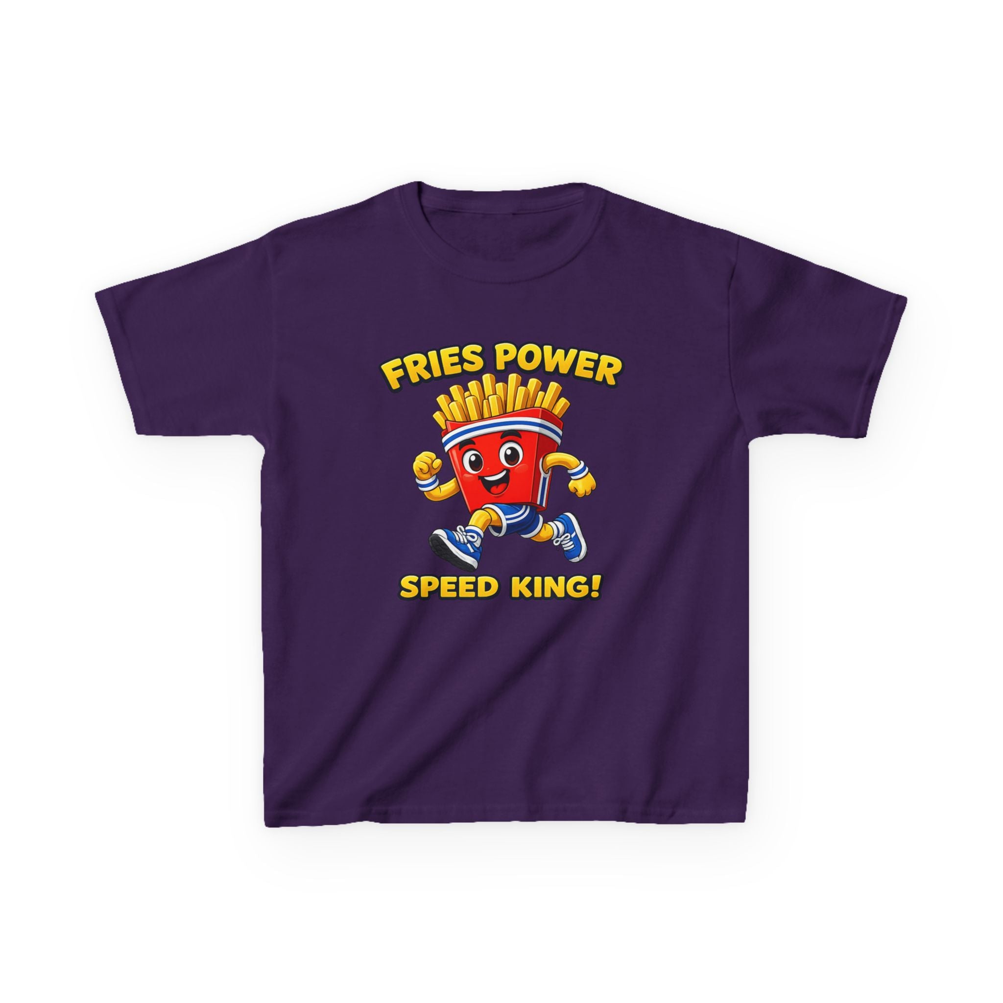 Kids French Fry T-Shirt — 'Fries Power Speed King' Funny Cartoon Graphic Tee